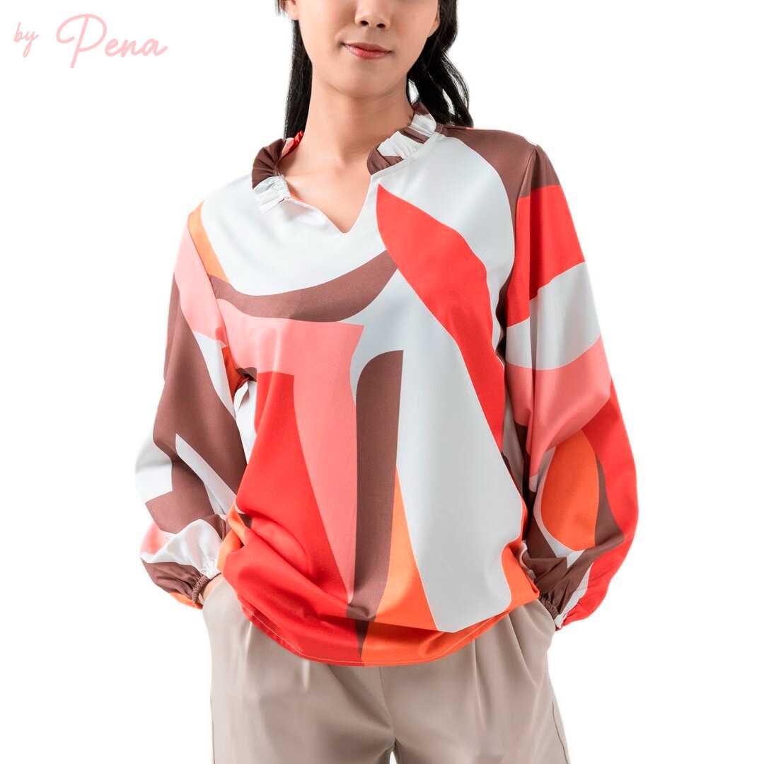 By Pena เสื้อเบลาส์ คอระบาย แขนยาว BPSL012404