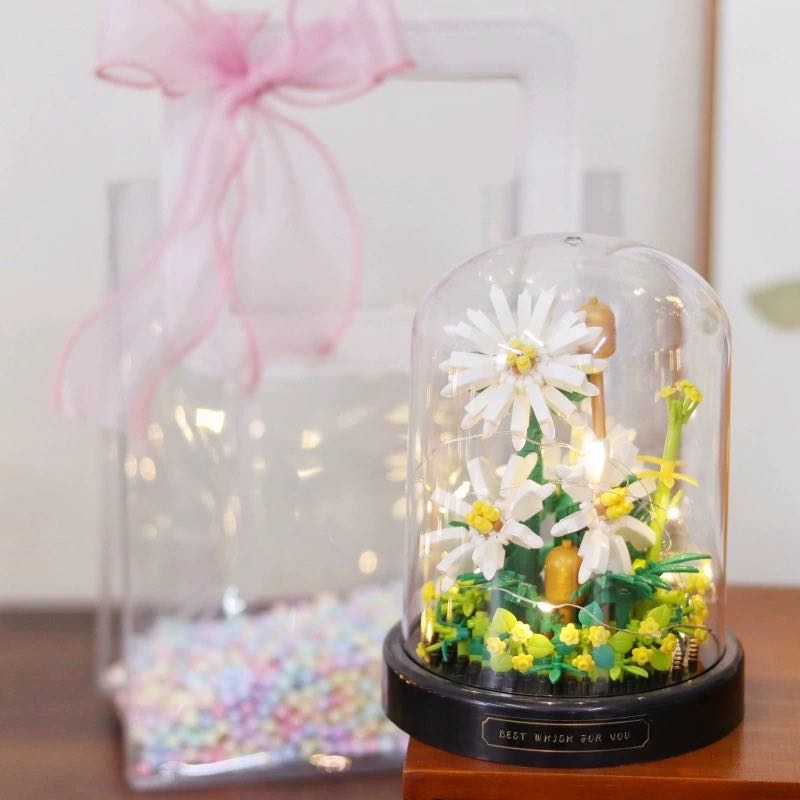 #พร้อมส่ง เลโก้สวนดอกไม้แบบโดมครอบ ดอกเดซี่สีขาว