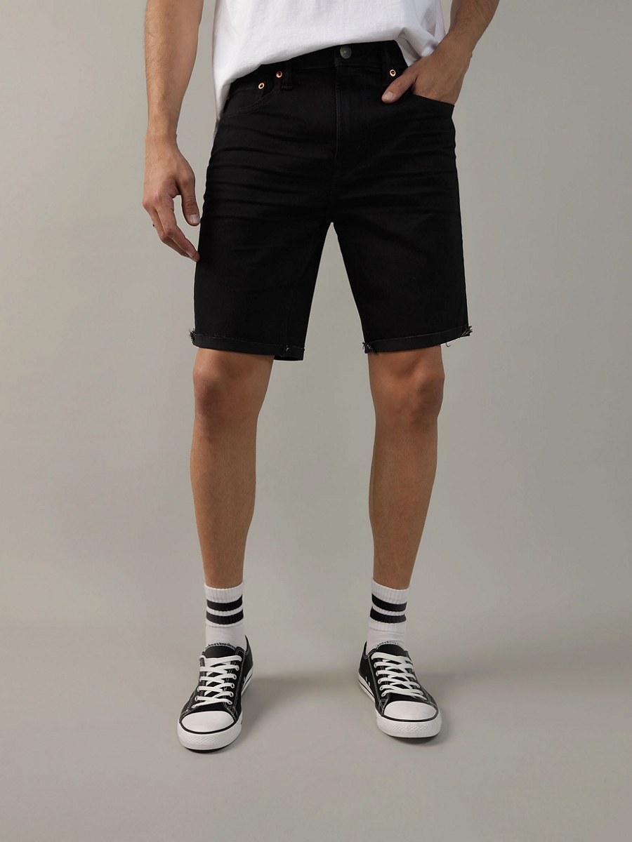 กางเกงขาสั้น ผู้ชาย INTL EXCLUSIVE BLACK CLEAN DENIM CUTOFF SHORT - CUT & CUFF ( 013-7659-001 )