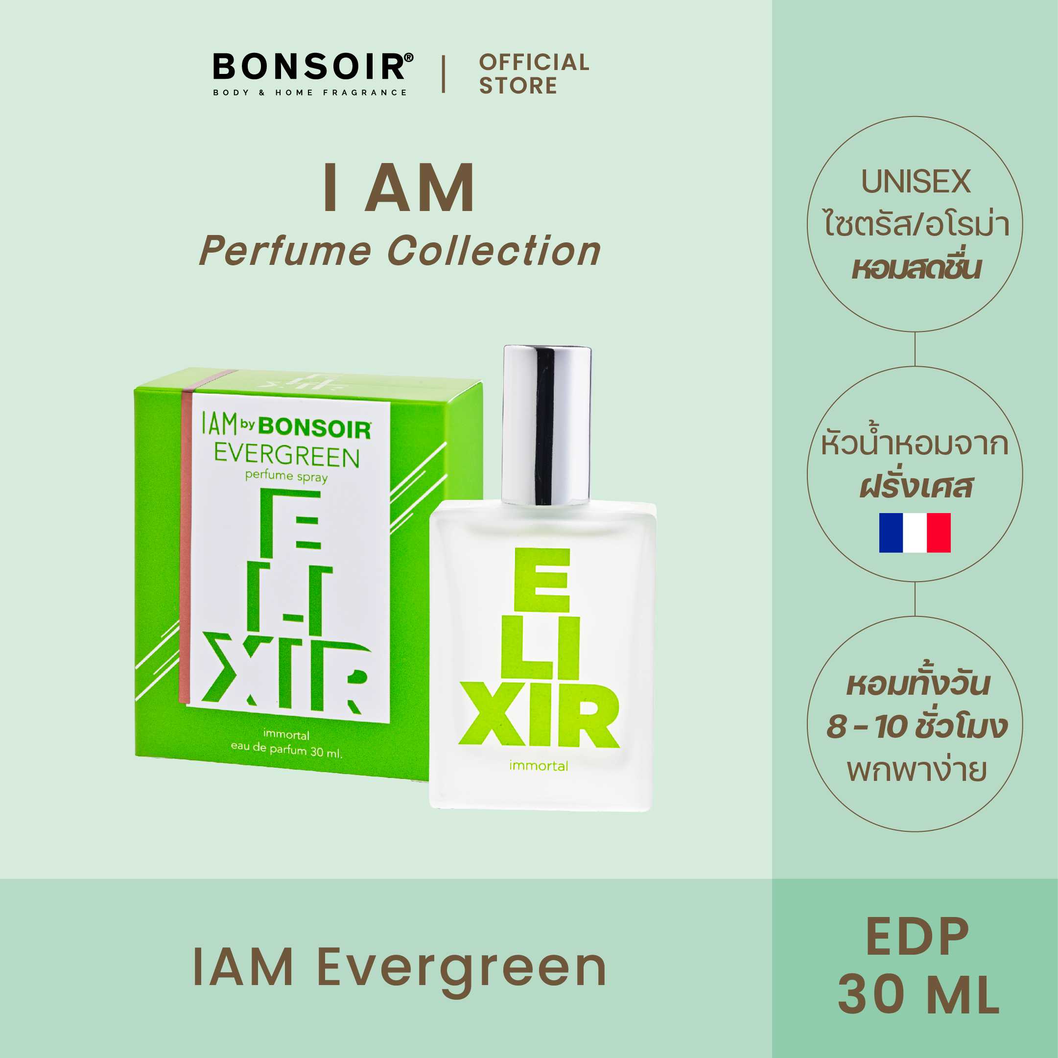 BONSOIR Body น้ำหอม กลิ่น Evergreen I AM Perfume Collection 30 ml EDP น้ำหอมแท้ น้ำหอมผู้หญิง