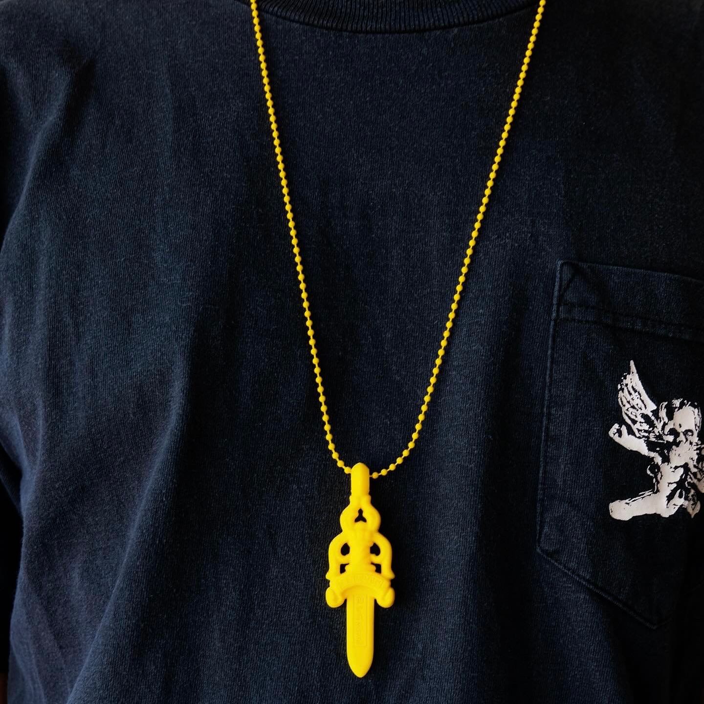 Chrome Hearts Dagger Pendant Silicone Necklace Yellow 