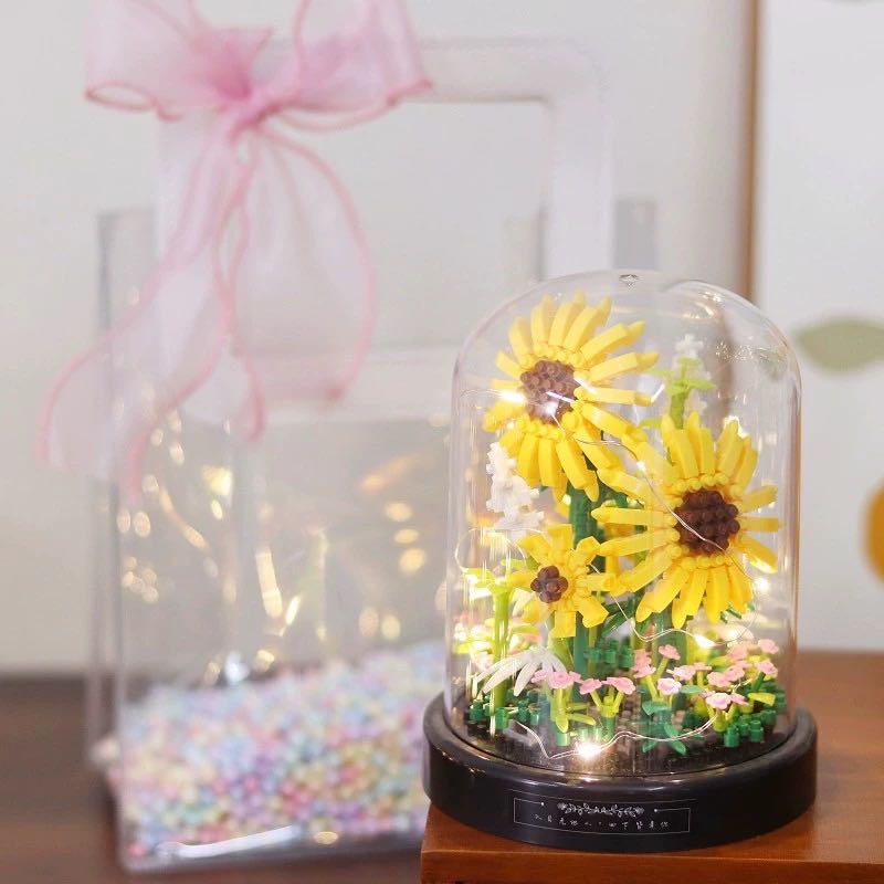 [Pre-order 10วัน] เลโก้สวนดอกไม้ทานตะวัน (ฐานดำ) แบบโดมครอบ (ไฟตกแต่งซื้อเพิ่มได้ค่ะ)