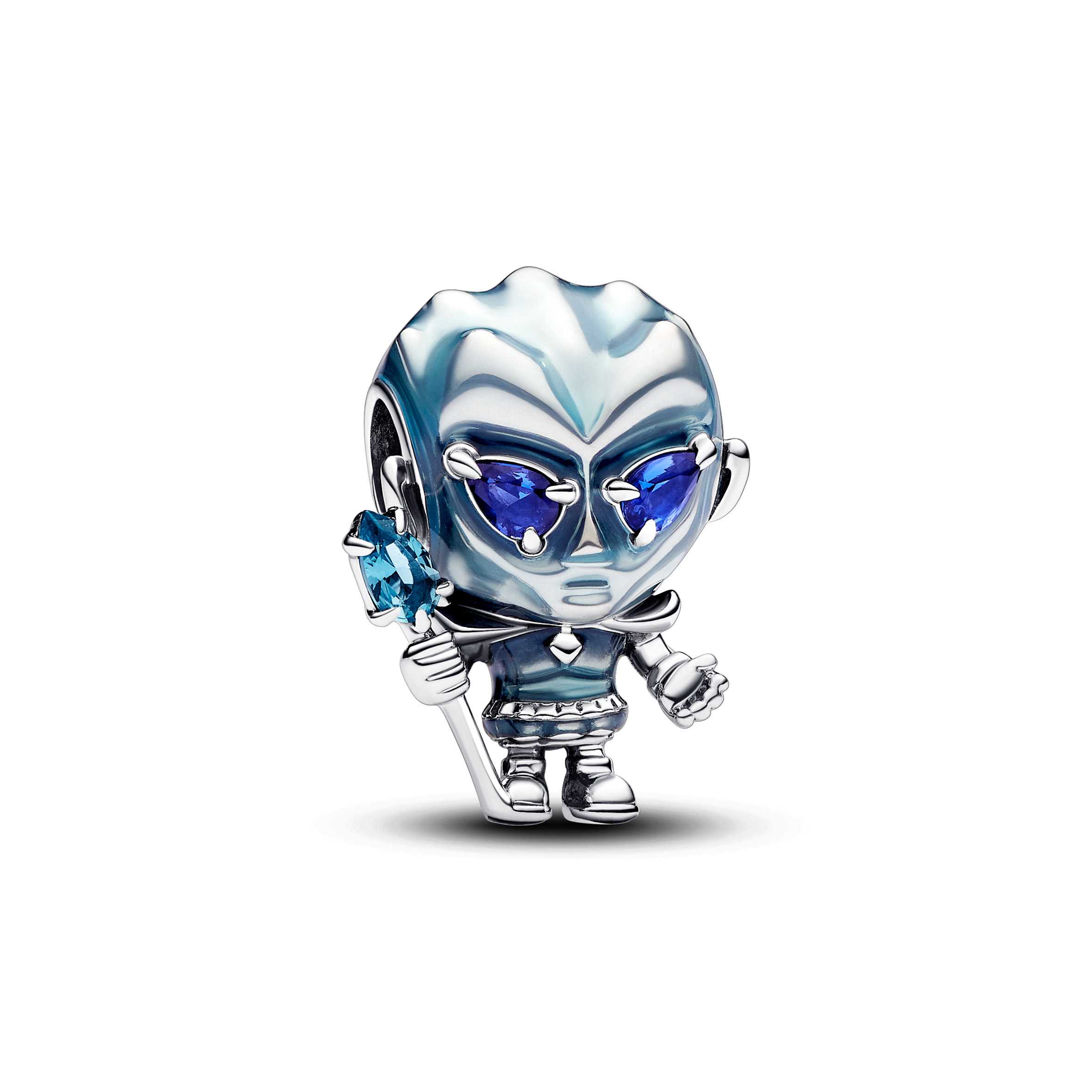 Project House The Night King  charm with icy green stellar blue crystal and light blue enamel