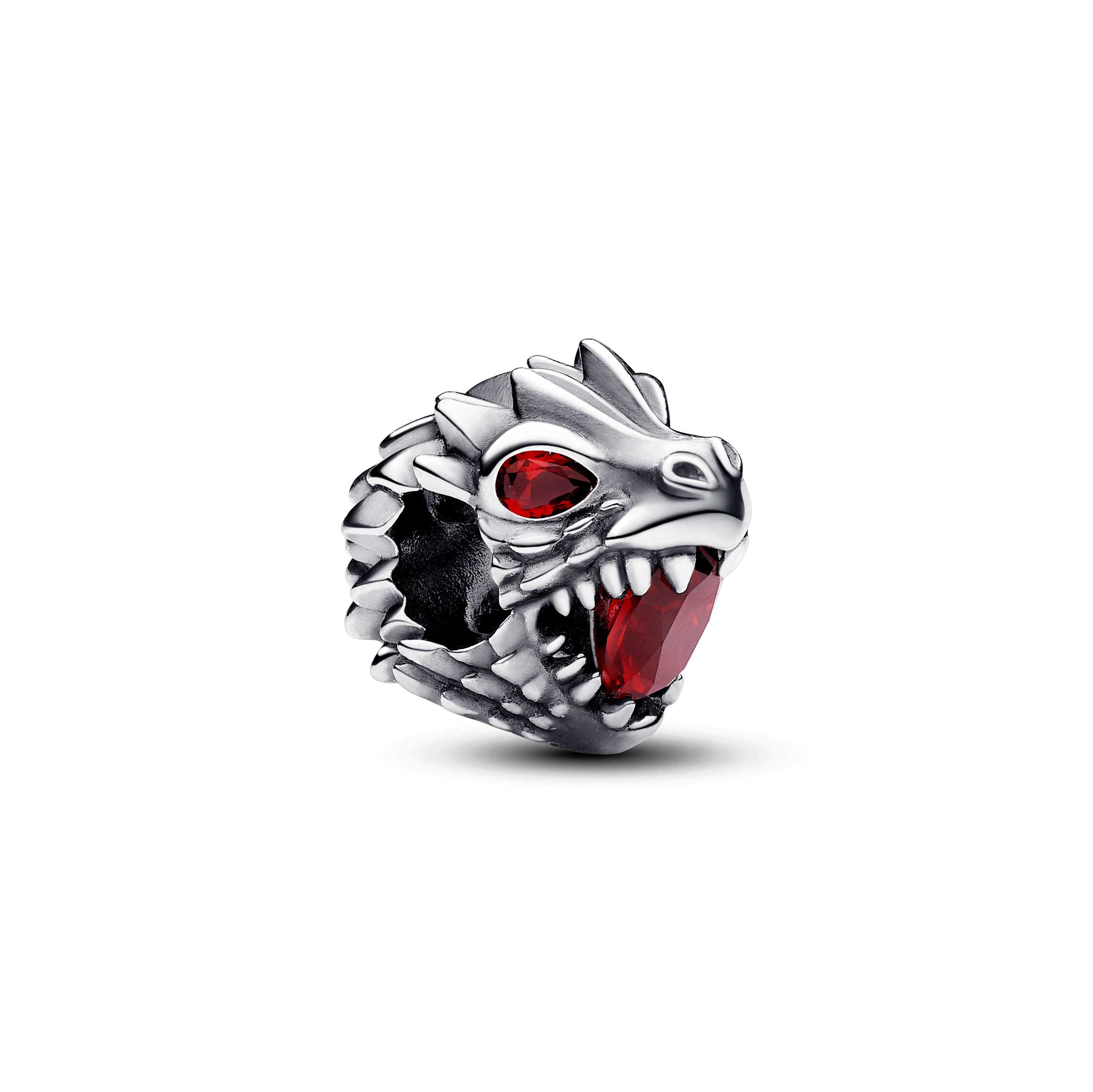 Project House Dragon head sterling silver charm with salsa red crystal