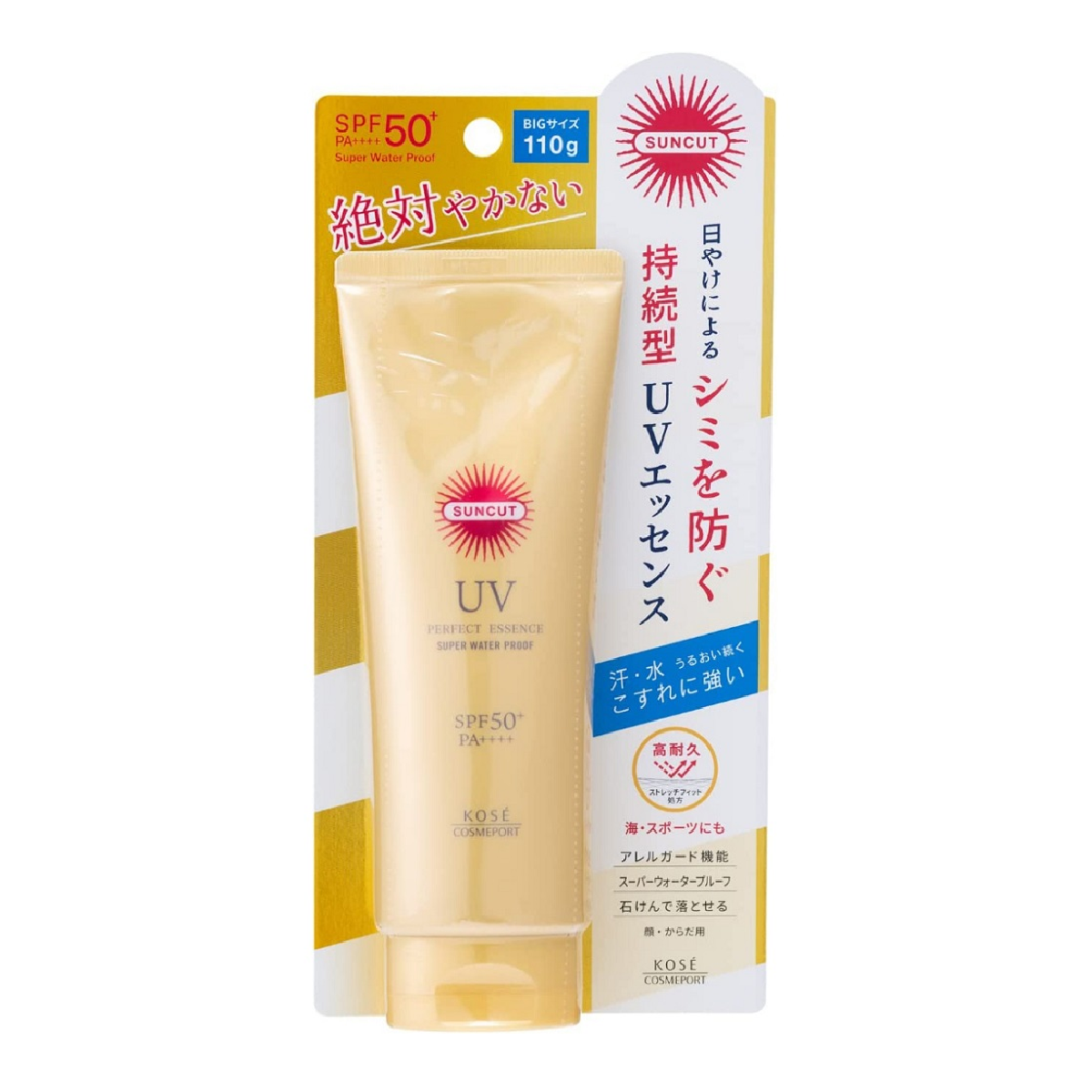 SUNCUT UV PERFECT ESSENCE SUPER WATER PROOF SPF50+ PA++++ 110 G/เอสเซ้นต์ป้องกันแสงแดดผิวหน้า ผิวกาย