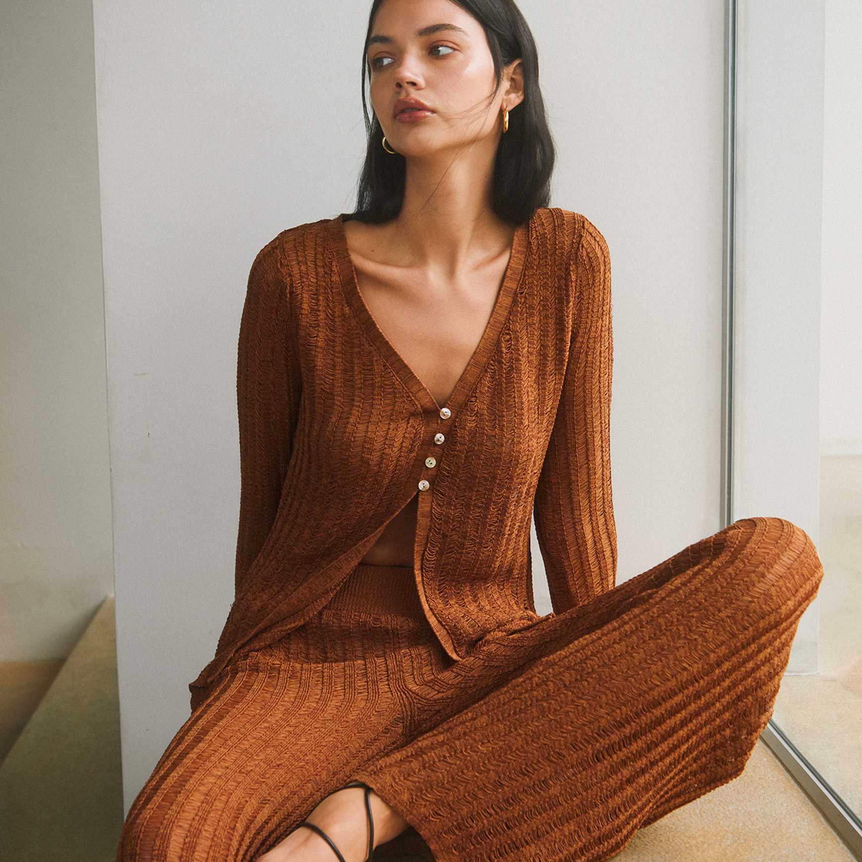 Micah Knit Top in Walnut