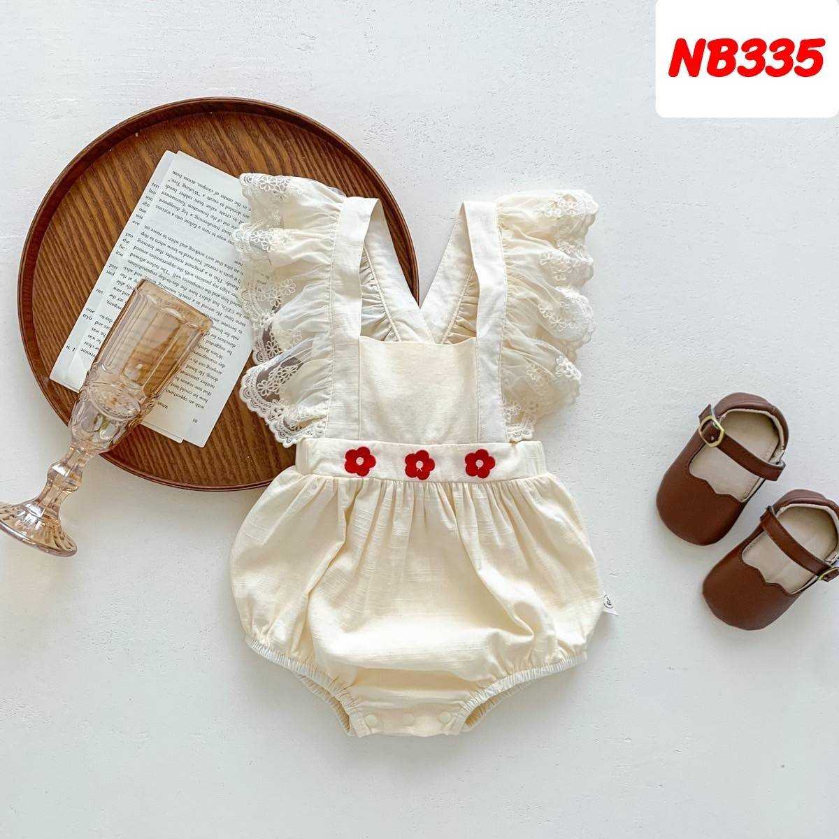 NB335-ชุดเด็กเเรกเกิดสีขาวเเขนลูกไม้