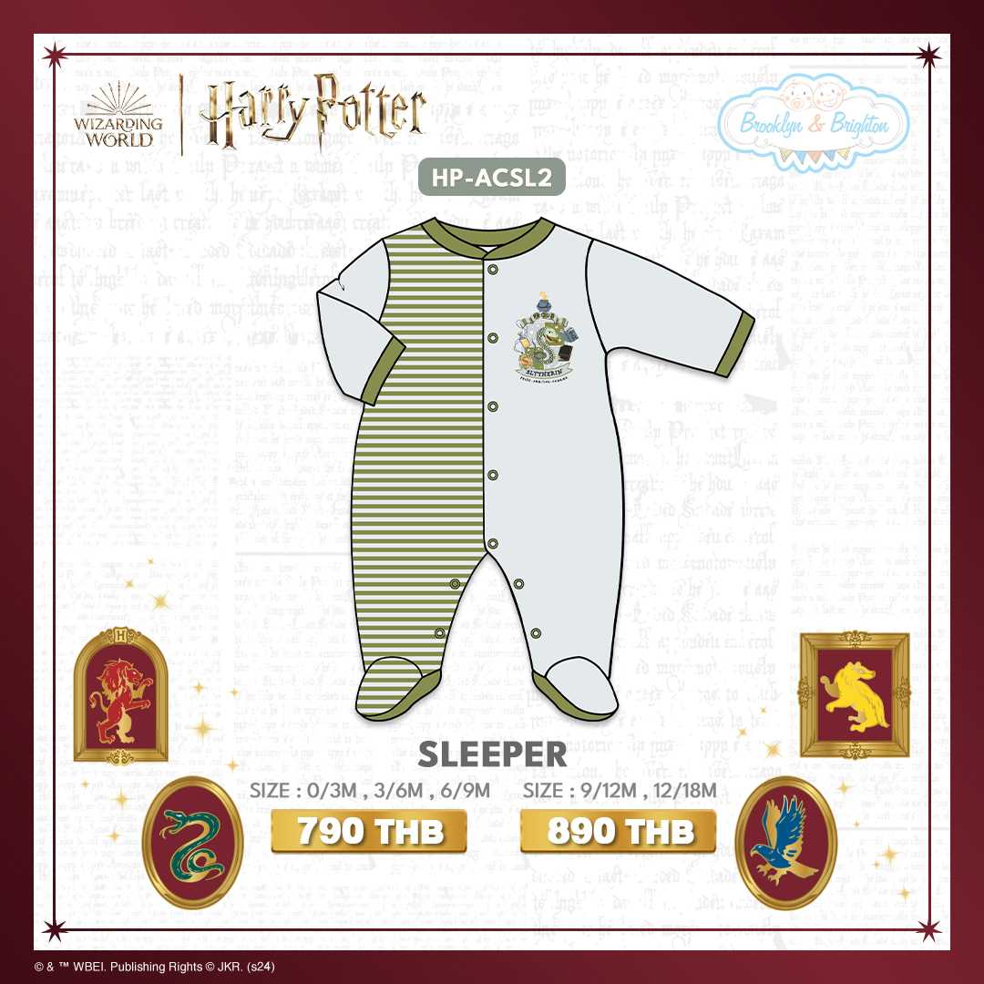 Harry Potter Hogwarts Arts & Crafts - Slytherin Sleeper | HP-ACSL2 (Size: 0/3M-12/18M)