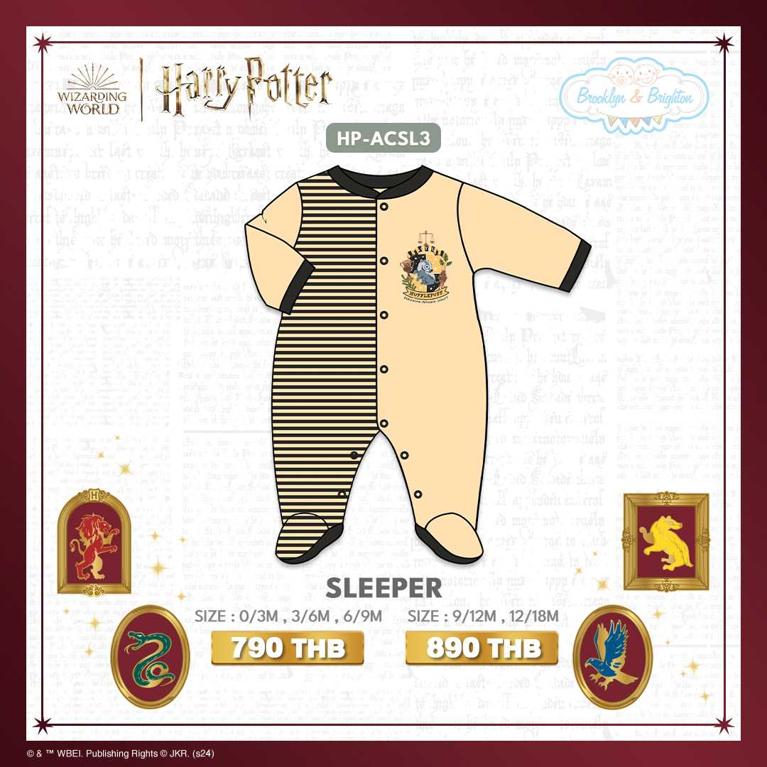 Harry Potter Hogwarts Arts & Crafts - Hufflepuff Sleeper | HP-ACSL3 (Size: 0/3M-12/18M)