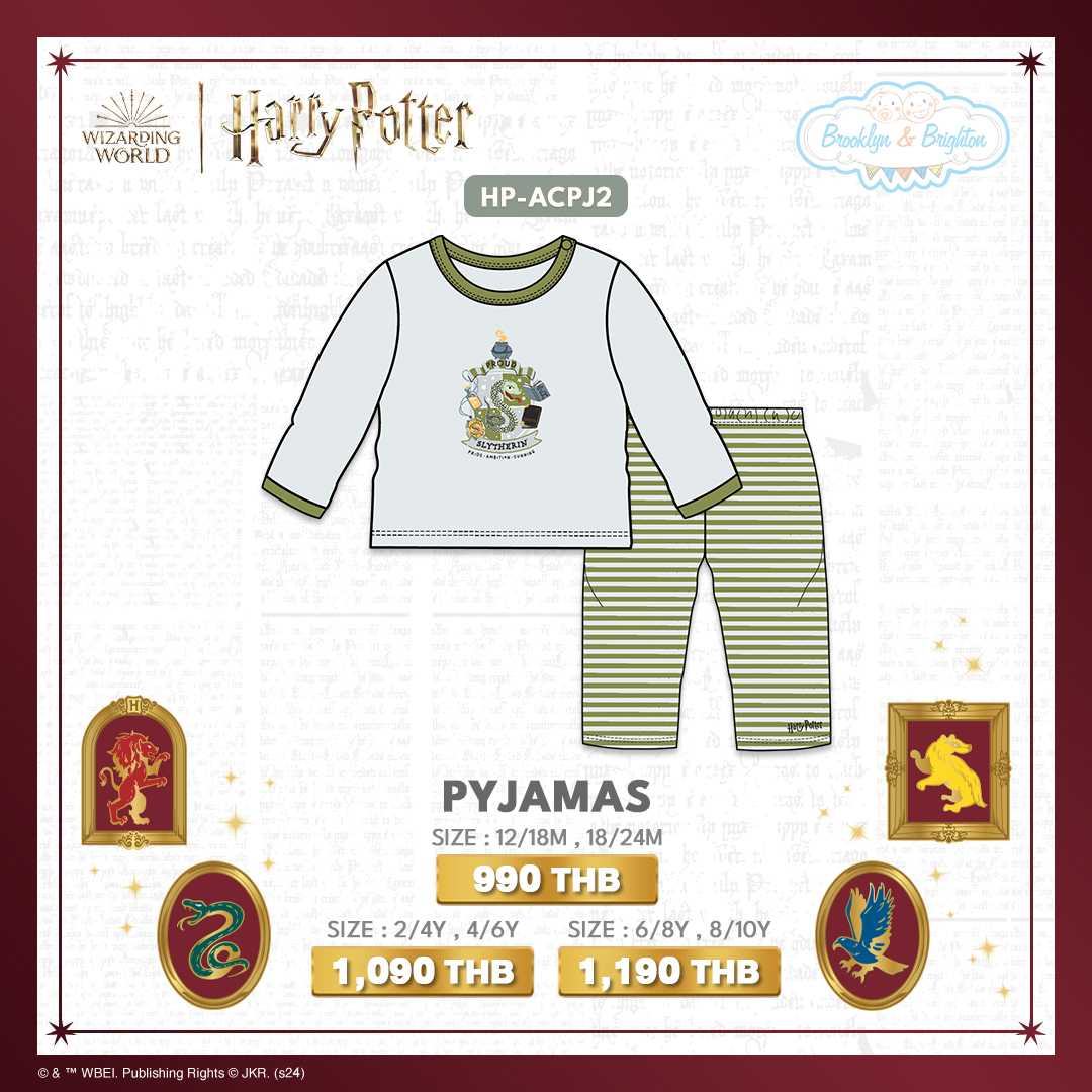 Harry Potter Hogwarts Arts & Crafts - Slytherin Pyjamas | HP-ACPJ2 (Size: 12/18M-8/10Y)