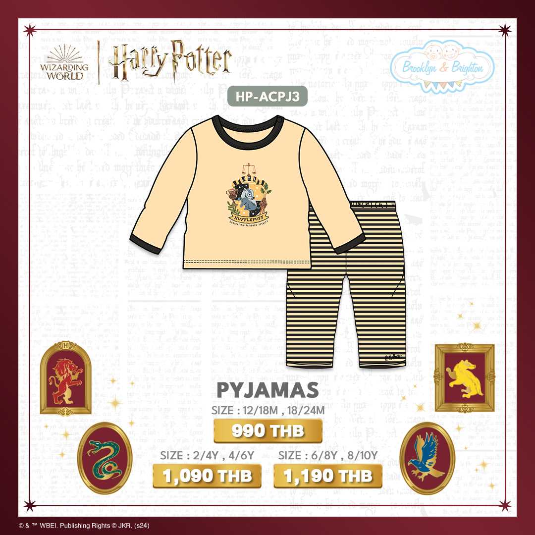 Harry Potter Hogwarts Arts & Crafts - Hufflepuff Pyjamas | HP-ACPJ3 (Size: 12/18M-8/10Y)