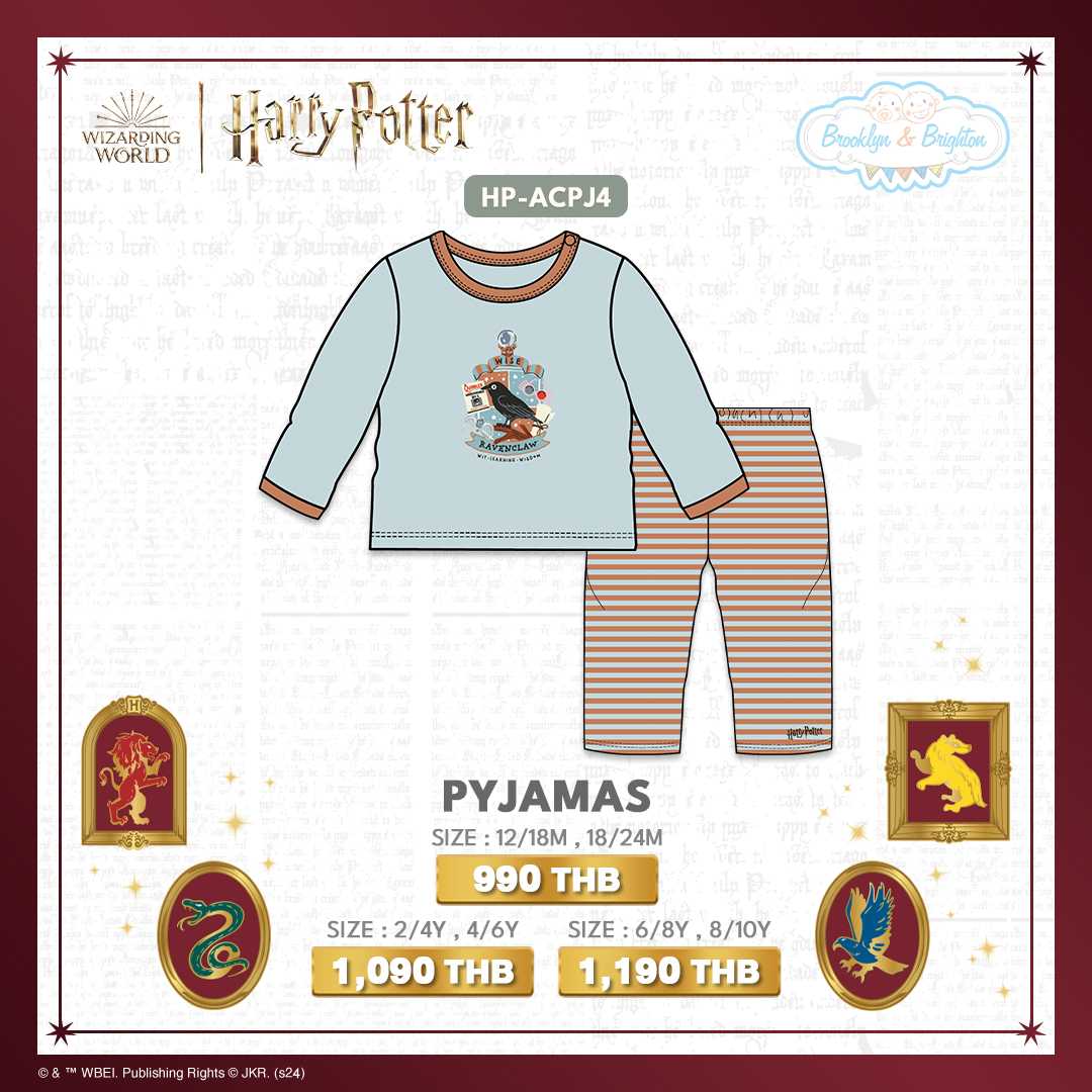 Harry Potter Hogwarts Arts & Crafts - Ravenclaw Pyjamas | HP-ACPJ4 (Size: 12/18M-8/10Y)