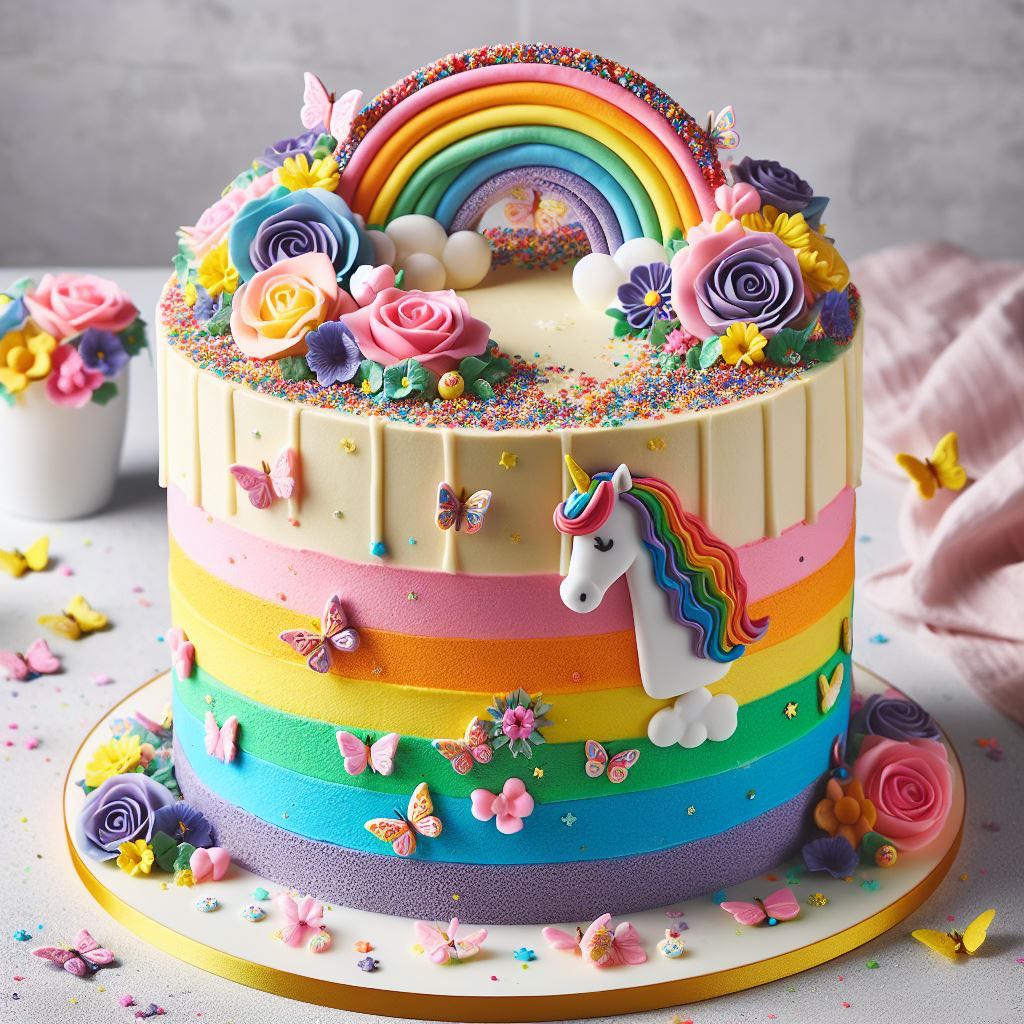 เค้กยูนิคอร์นเรนโบว์ Rainbow Unicorn Cake สินค้า เป็นรูปแบบ  Digital files #All