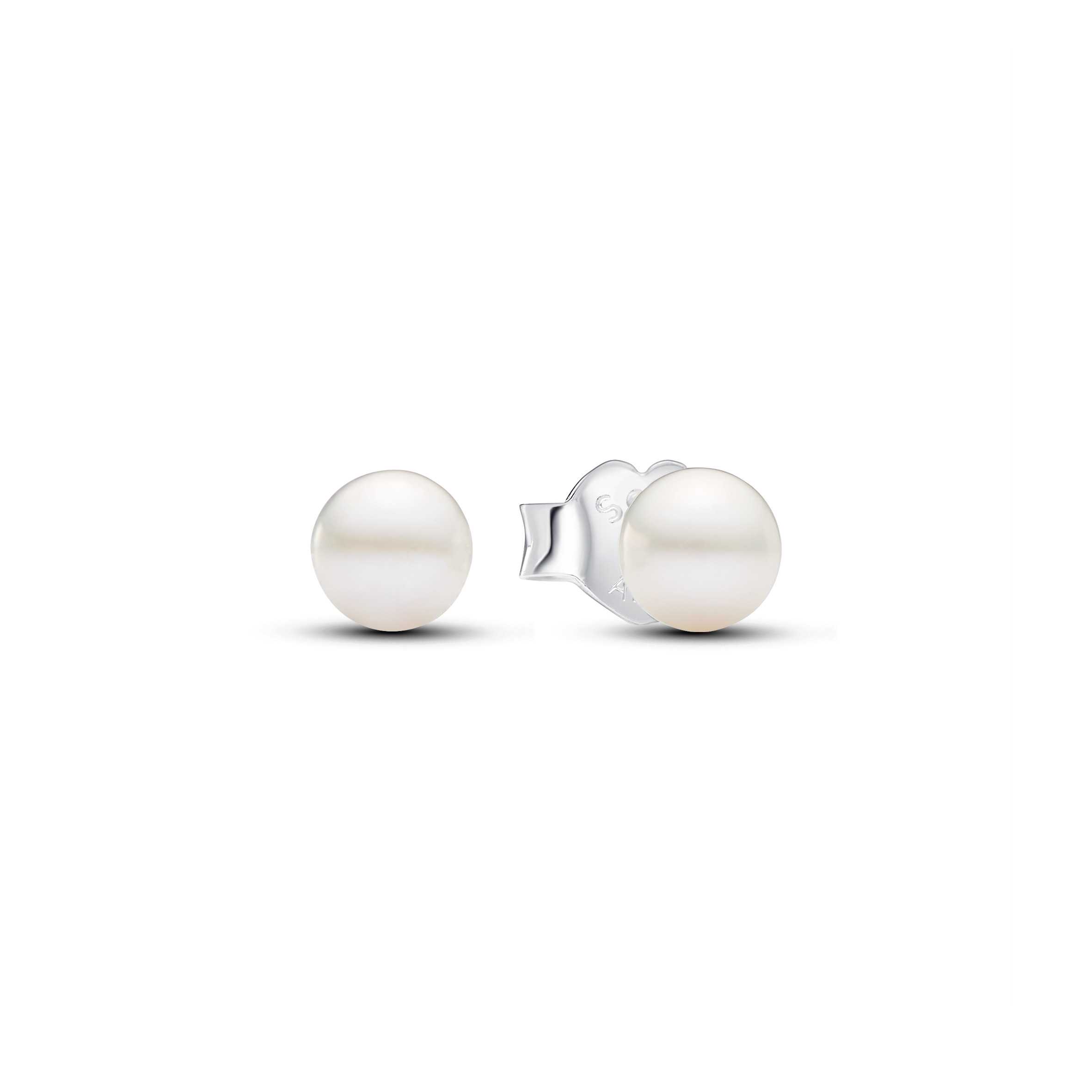 Sterling silver stud earrings with white treated freshwater cultured pearl