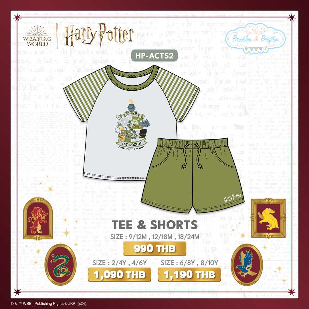 Harry Potter Hogwarts Arts & Crafts - Slytherin Tee & Shorts | HP-ACTS2 (Size: 9/12M-8/10Y)