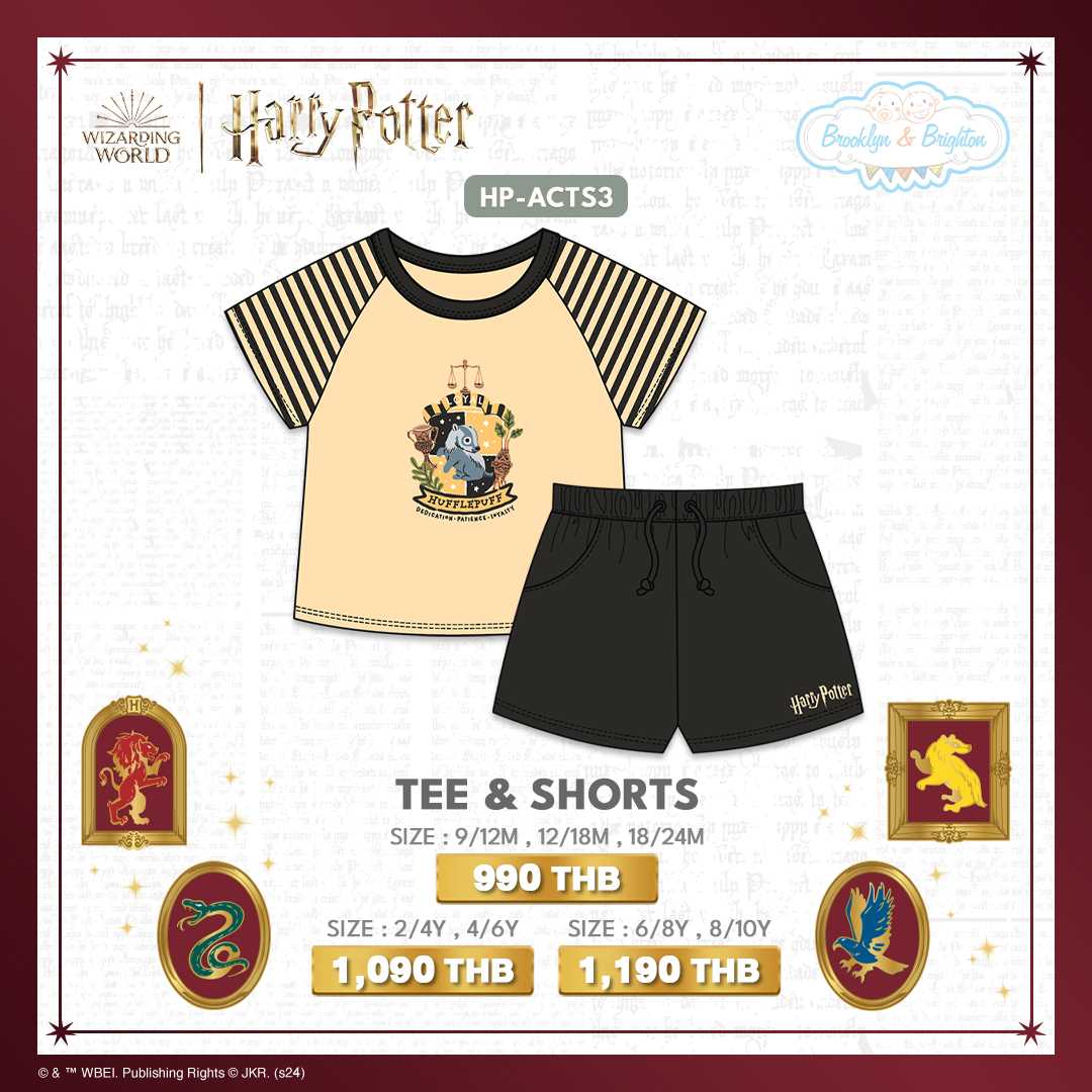 Harry Potter Hogwarts Arts & Crafts - Hufflepuff Tee & Shorts | HP-ACTS3 (Size: 9/12M-8/10Y)