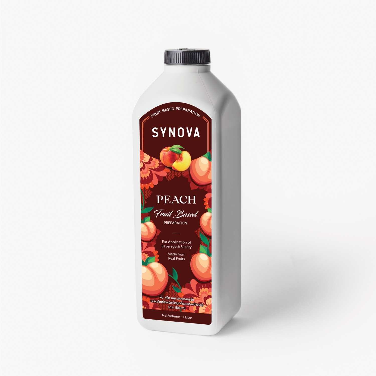 น้ำผลไม้เข้มข้น : SYNOVA ซอสพีชเข้มข้น 1 L. (ขวด)