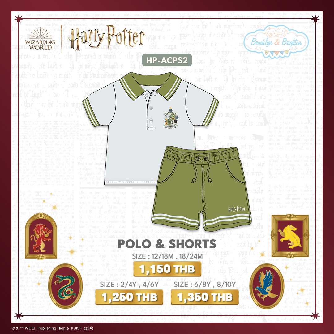 Harry Potter Hogwarts Arts & Crafts - Slytherin Polo & Shorts | HP-ACPS2 (Size: 12/18M-8/10Y)