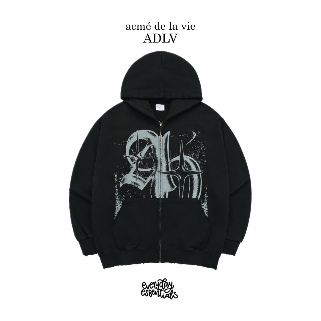 [PreOrder] ADLV - VINTAGE SYMBOL DESTROYED WASHING HOODIE ZIP UP