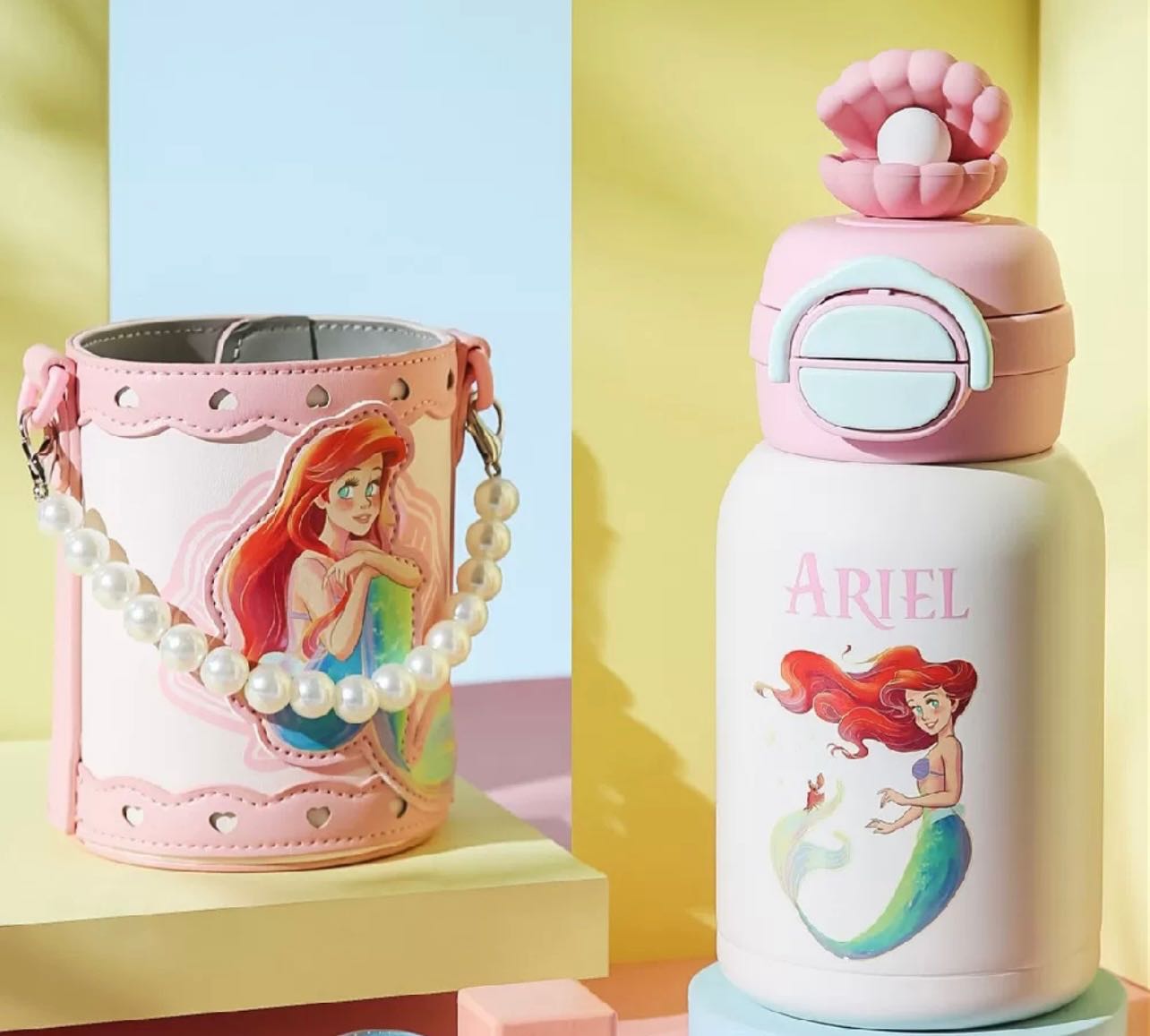 Preorder12-18วัน- ขวดน้ำแอเรียล พร้อมกระเป๋า ขนาด600ml ลิขสิทธิ์แท้ 