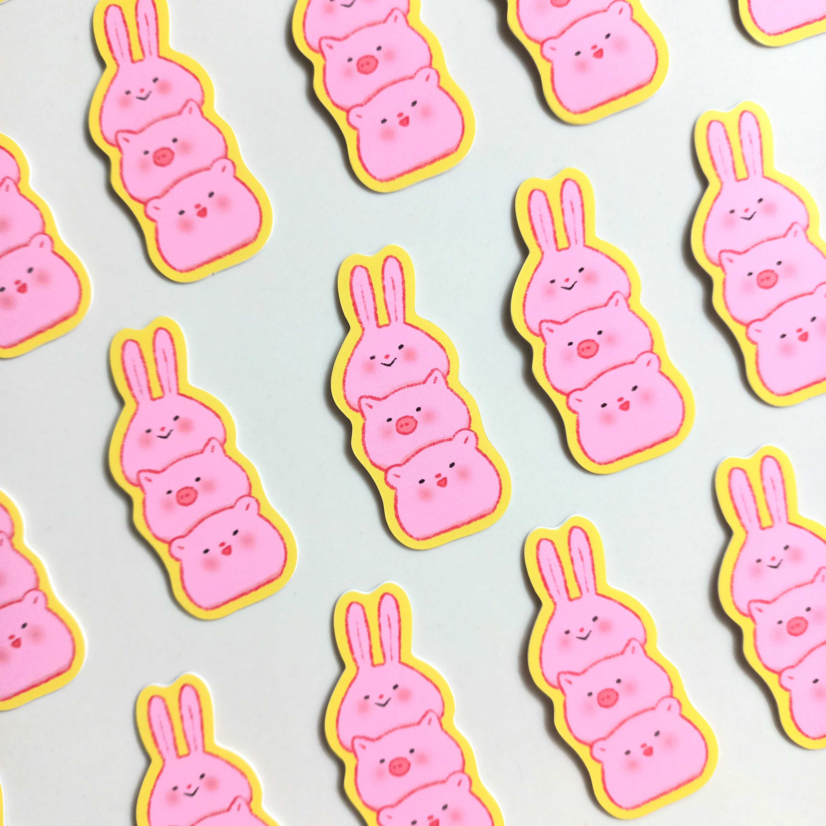 Three Pink Mochi Sticker