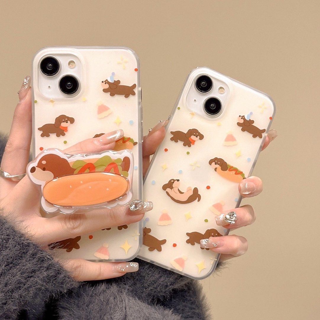 สอบถามก่อนกดสั่ง เคสหมา ผิวด้าน เคสไส้กรอก holder griptok ไอริง สีขาว TPU นิ่ม เคสไอโฟน เคสiphone