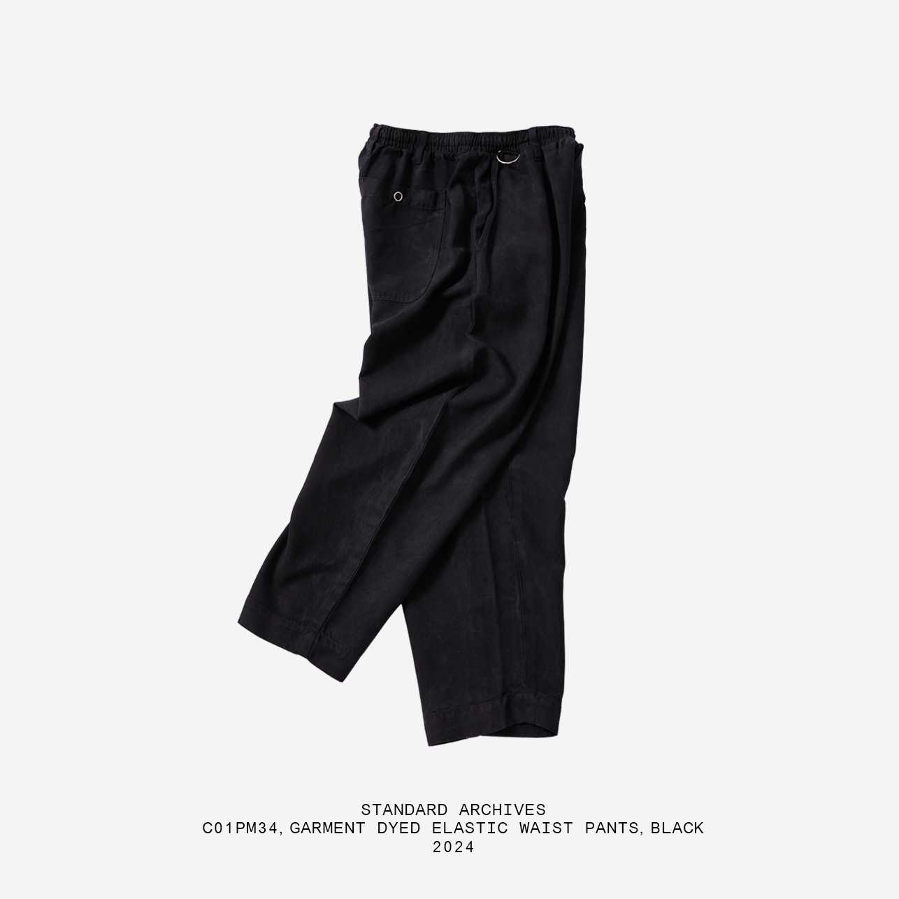 C01PM34,กางเกง GARMENT DYE เอวยางยืด,BLACK