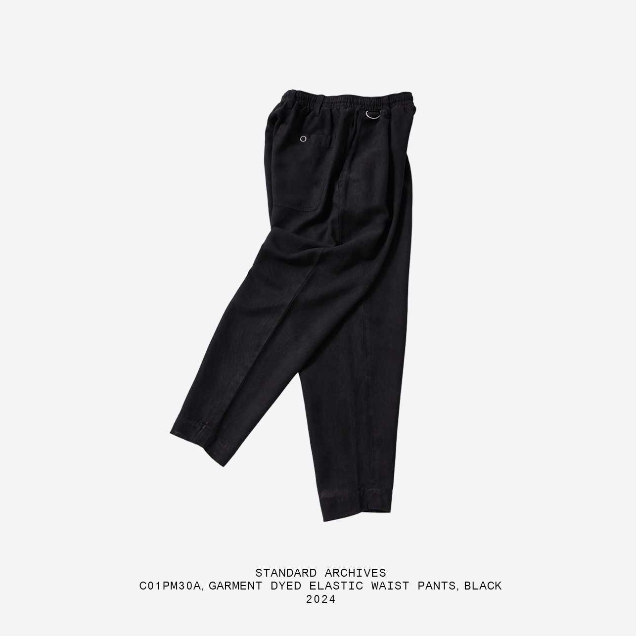 C01PM30A,กางเกง GARMENT DYE เอวยางยืด,BLACK