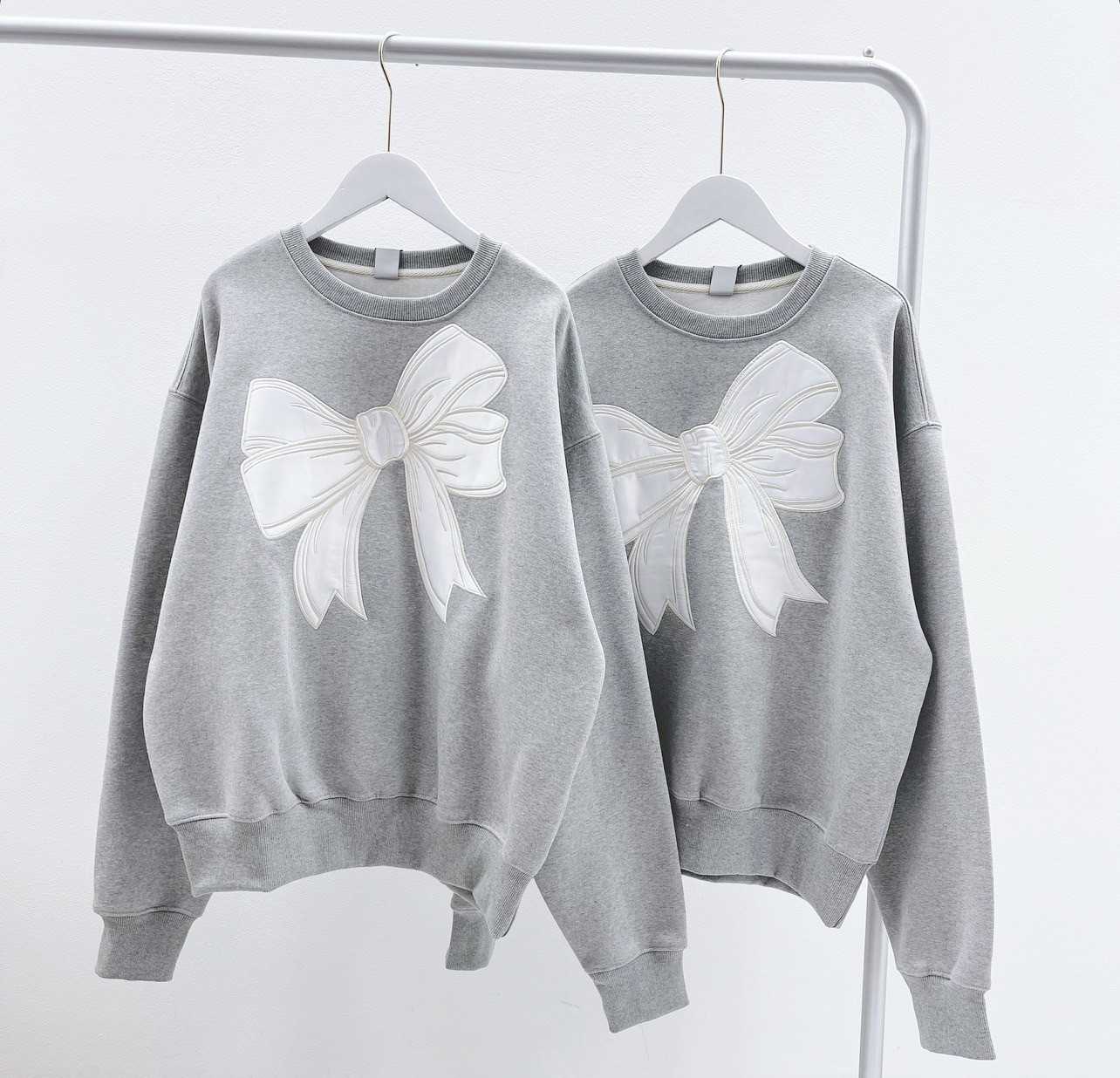 Ronron Big Ribbon Sweatshirt (Grey)