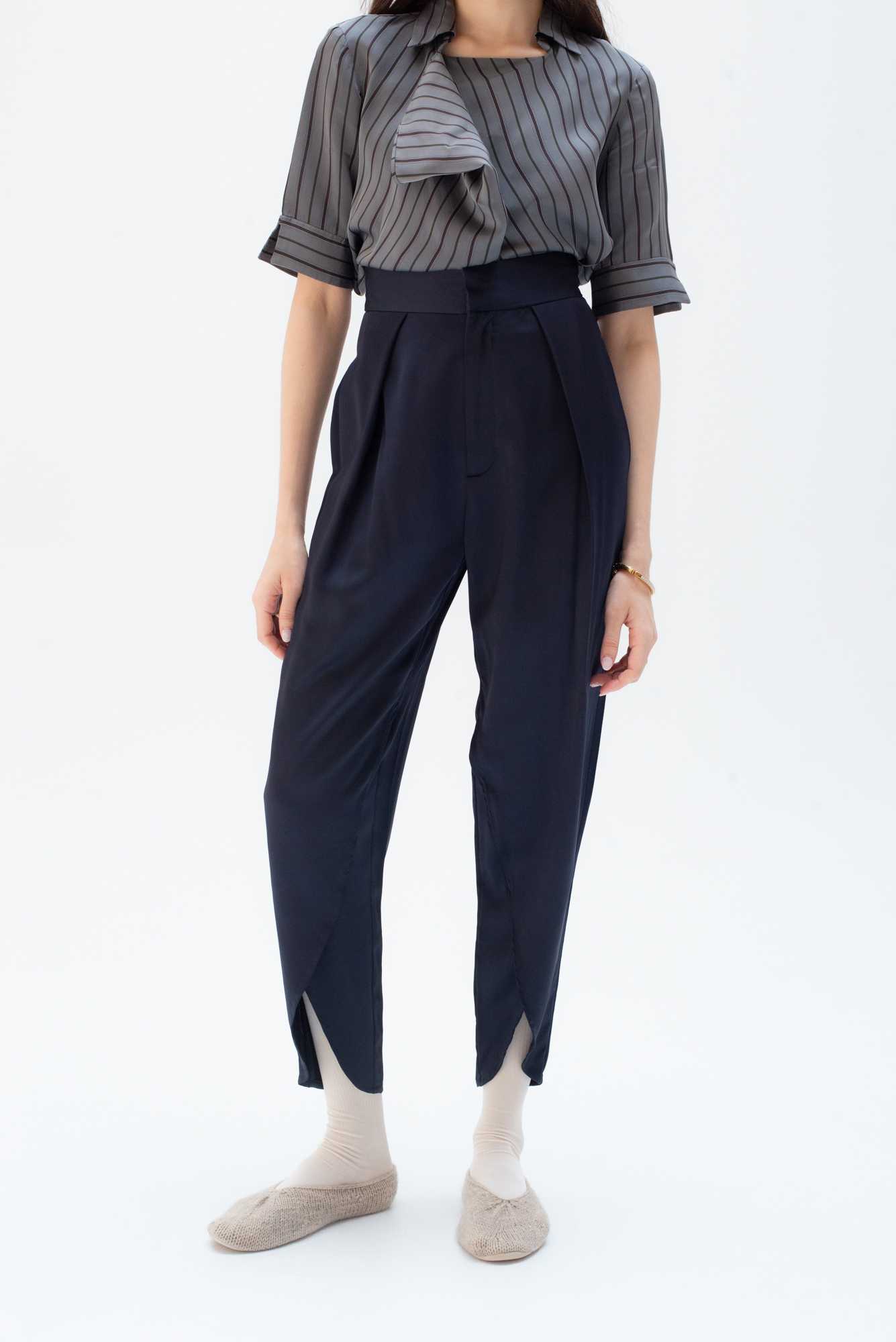 Joni Tulip Trousers | MIDNIGHT BLACK