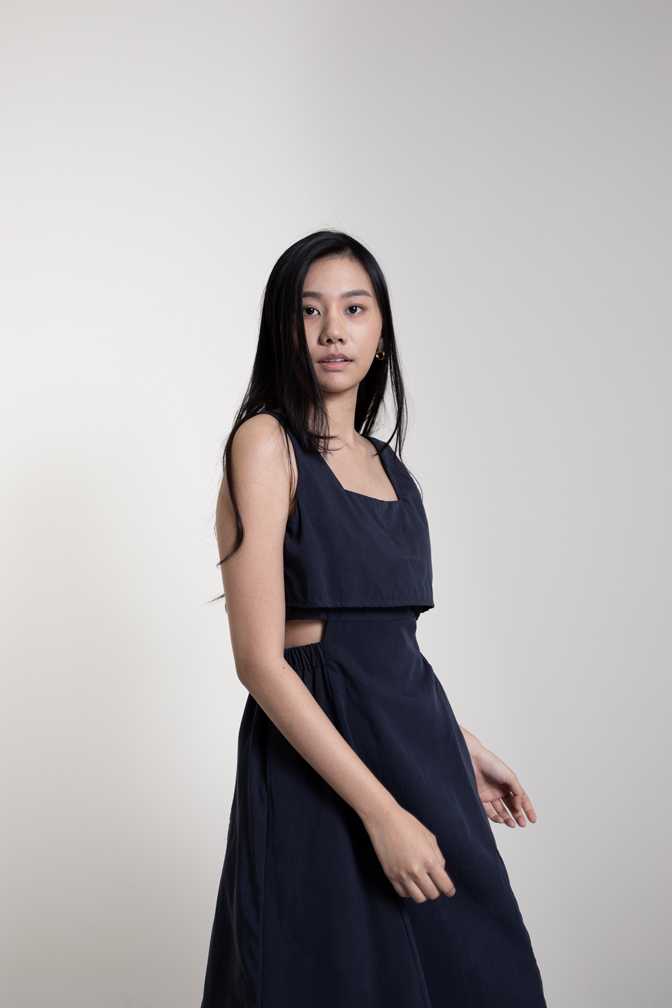 QueenCows ชุดให้นม Ciara Pattern Dress (Navy)