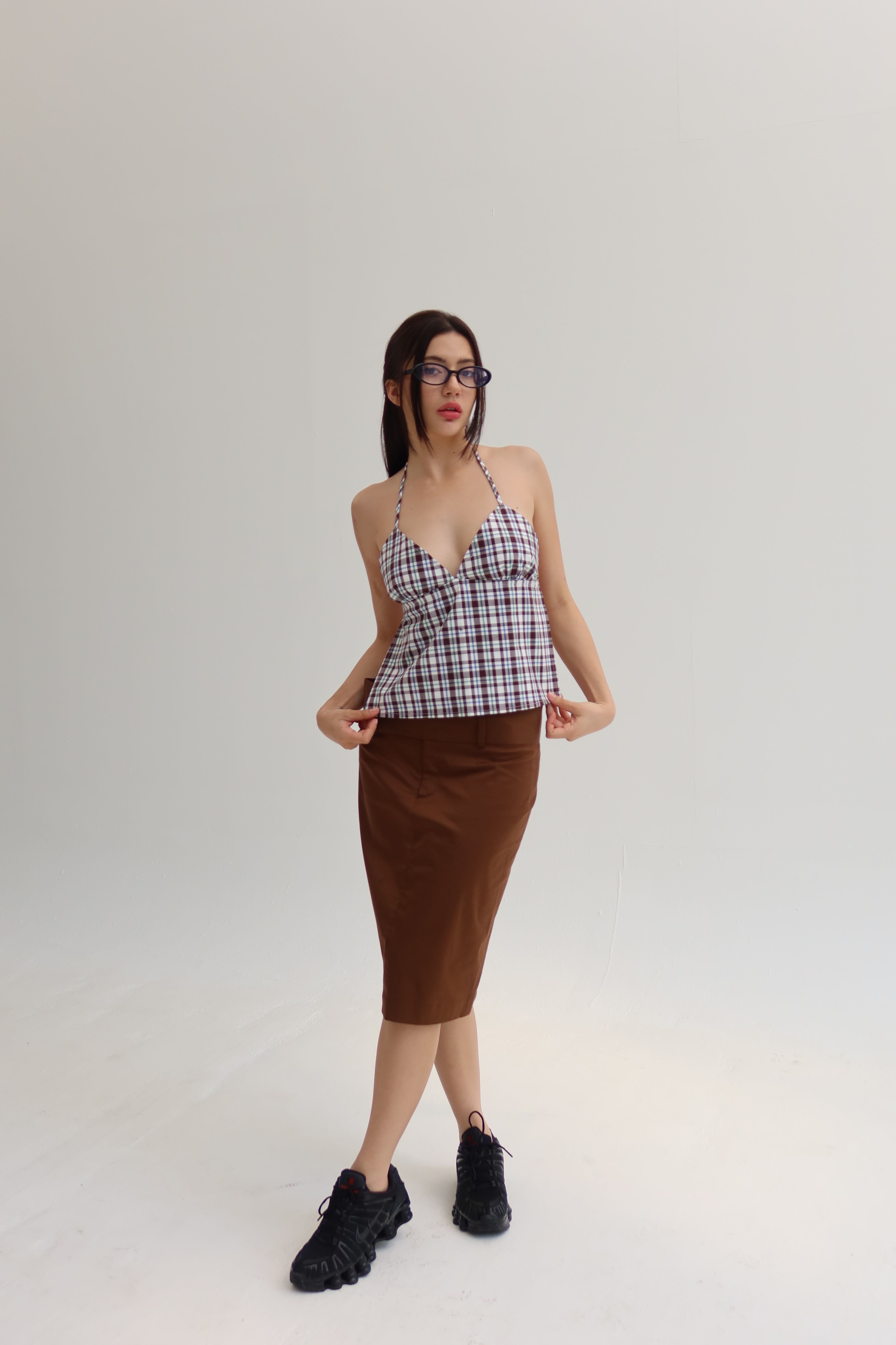 Fairy Top in Mint Choco Gingham