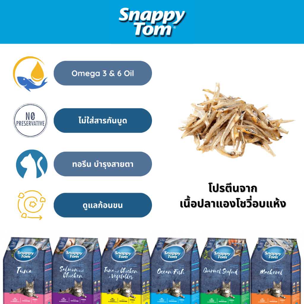 อาหารแมวสแนปปี้ทอม ชนิดเม็ด ขนาด 1.5 Kg.
