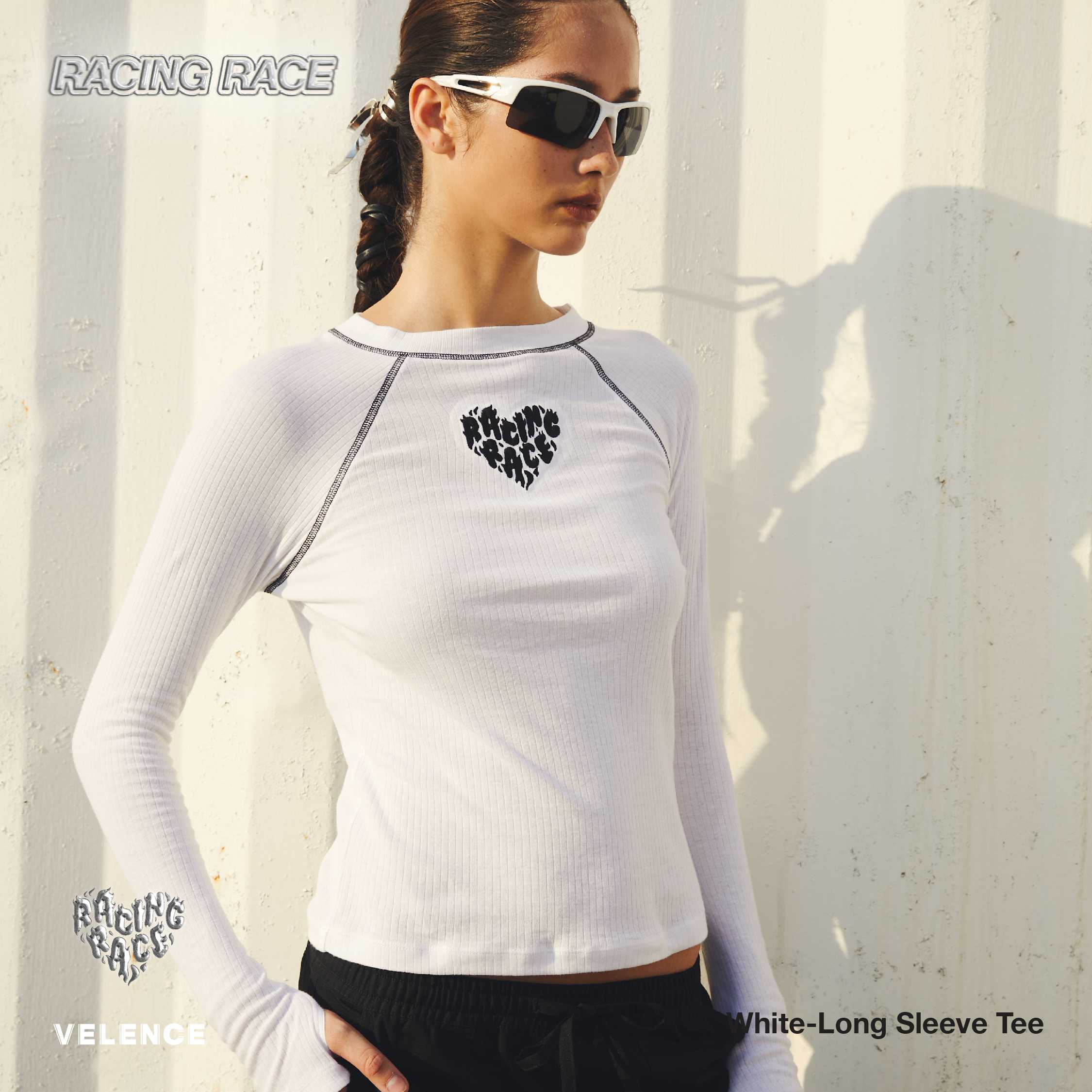 White Long sleeve Tee 'Racing Race'
