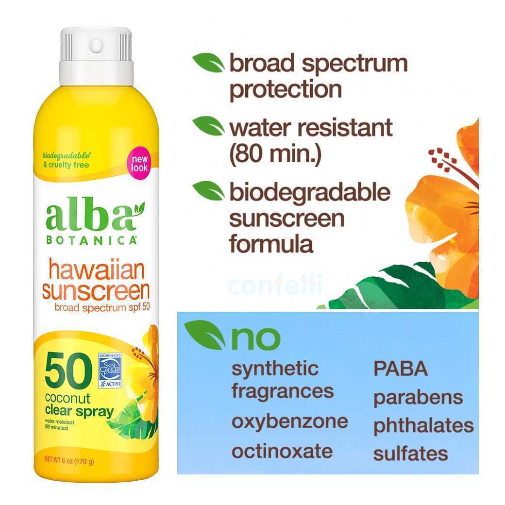 Alba Botanica Hawaiian Sunscreen Spray SPF 50 ขนาด 236g จากอเมริกา