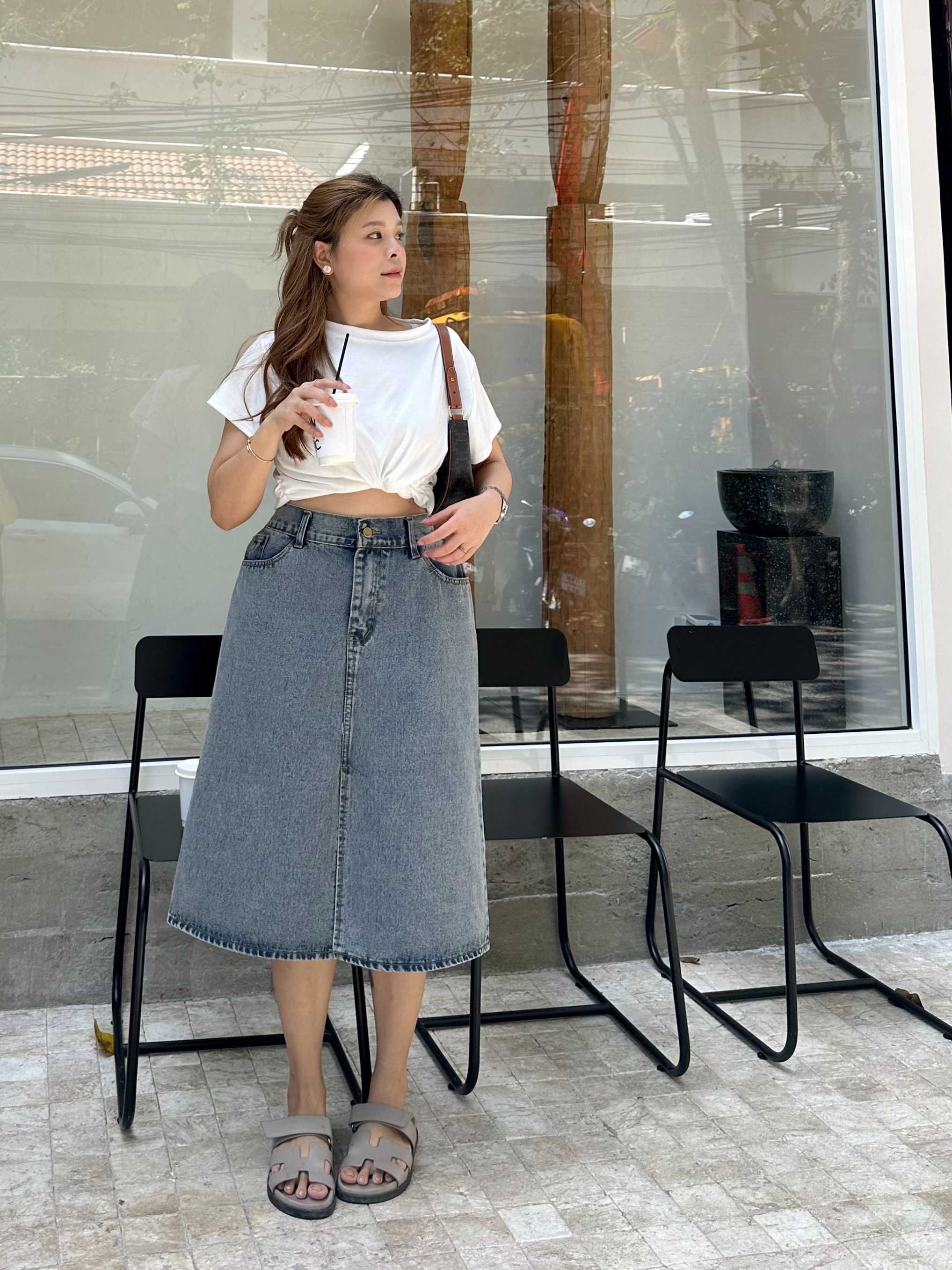 NEW DENIM MIDI SKIRT