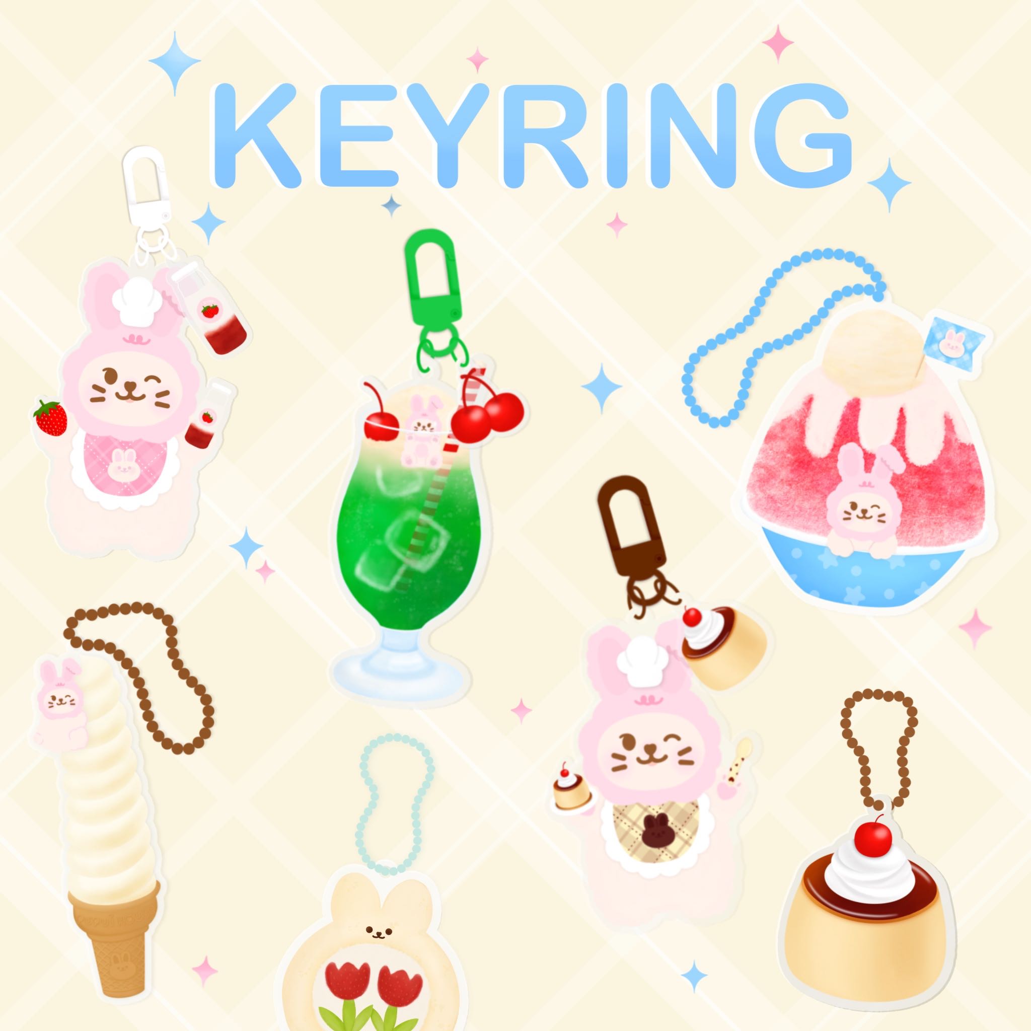 (มีลายใหม่✨) Keyring พวงกุญแจอะคริลิค - Giant Desserts ขนมหวานยักษ์ 🍧🍦✨