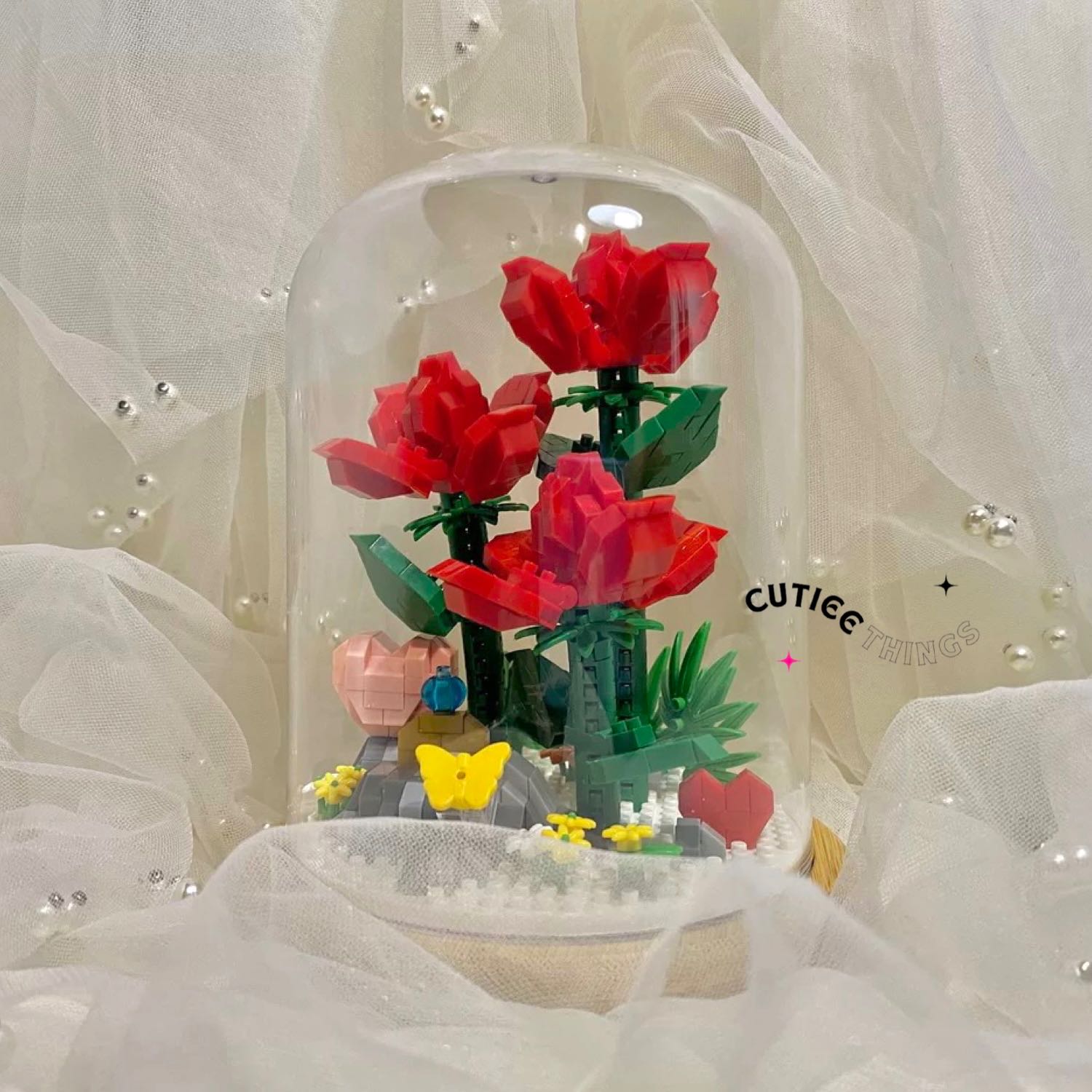 [Pre-order 10วัน] เลโก้สวนดอกไม้แบบโดมครอบ ดอกกุหลาบแดง 🌹
