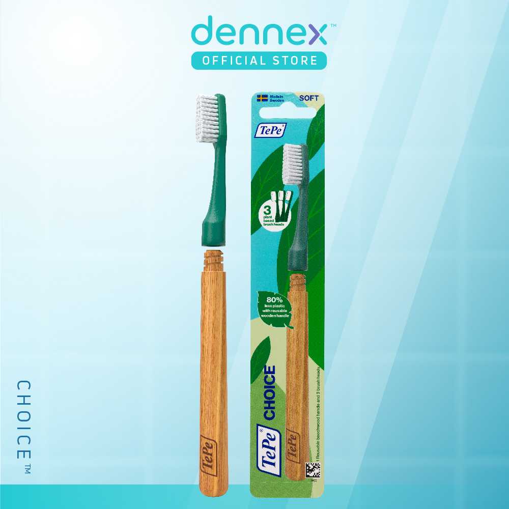 14 แถม 7 !! แปรงสีฟันเปลี่ยนหัวได้ TePe Choice (Pack 1 Handle+3 Brush Heads) คละสี