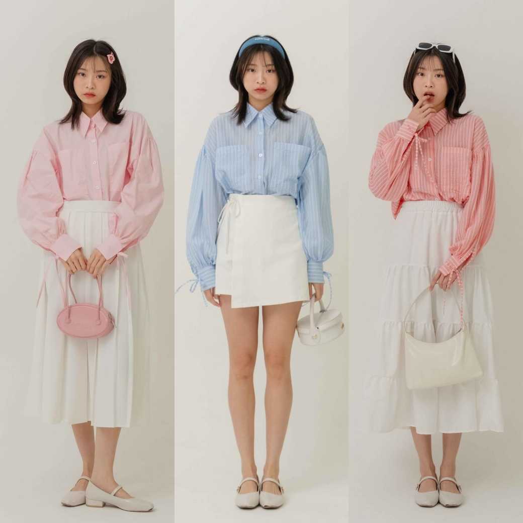 Kimmame - เสื้อ รุ่น Perry Bow Shirt 3 สี