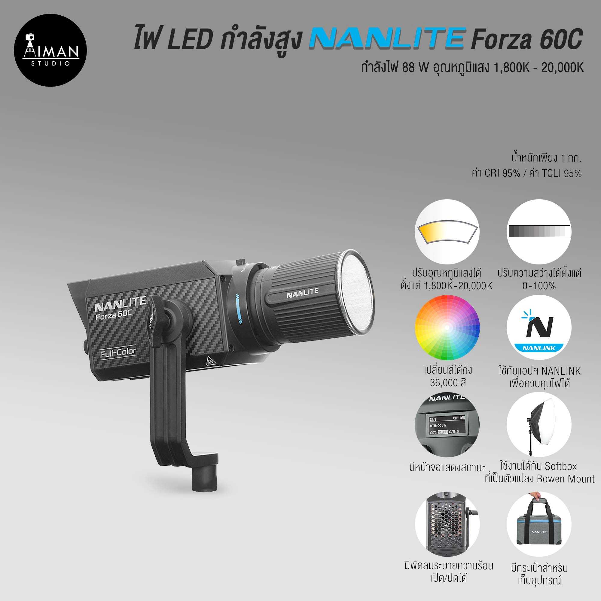 ไฟ LED กำลังสูง NANLITE รุ่น Forza 60C RGB