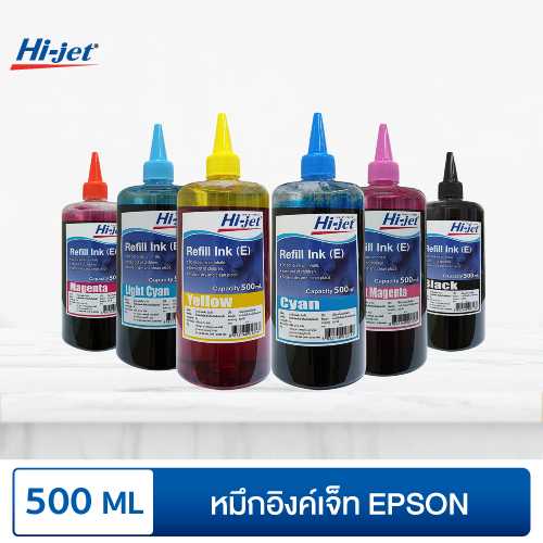 Hi-jet หมึกเติม Inkjet Refill Ink สำหรับ Epson (เอปสัน) หมึกเติมเกรดพรีเมี่ยม หมึกเทียบเท่า 500 ml.