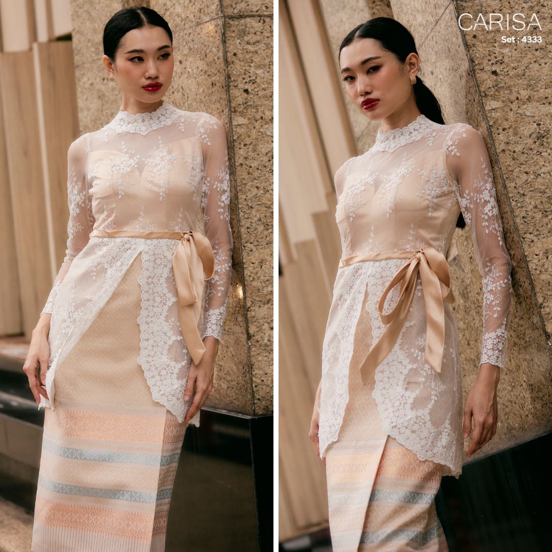 Carisa Premium Dess ชุดเดรสแขนยาว แบบใหม่ล่าสุด ตัดเย็บเป็นชิ้นเดียวทั้งตัว [4333]