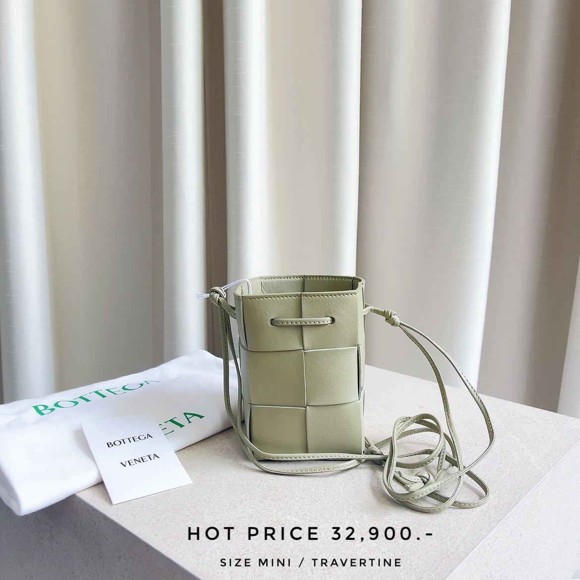 BOTTEGA Mini Cassette Bucket Bag (Travertine)