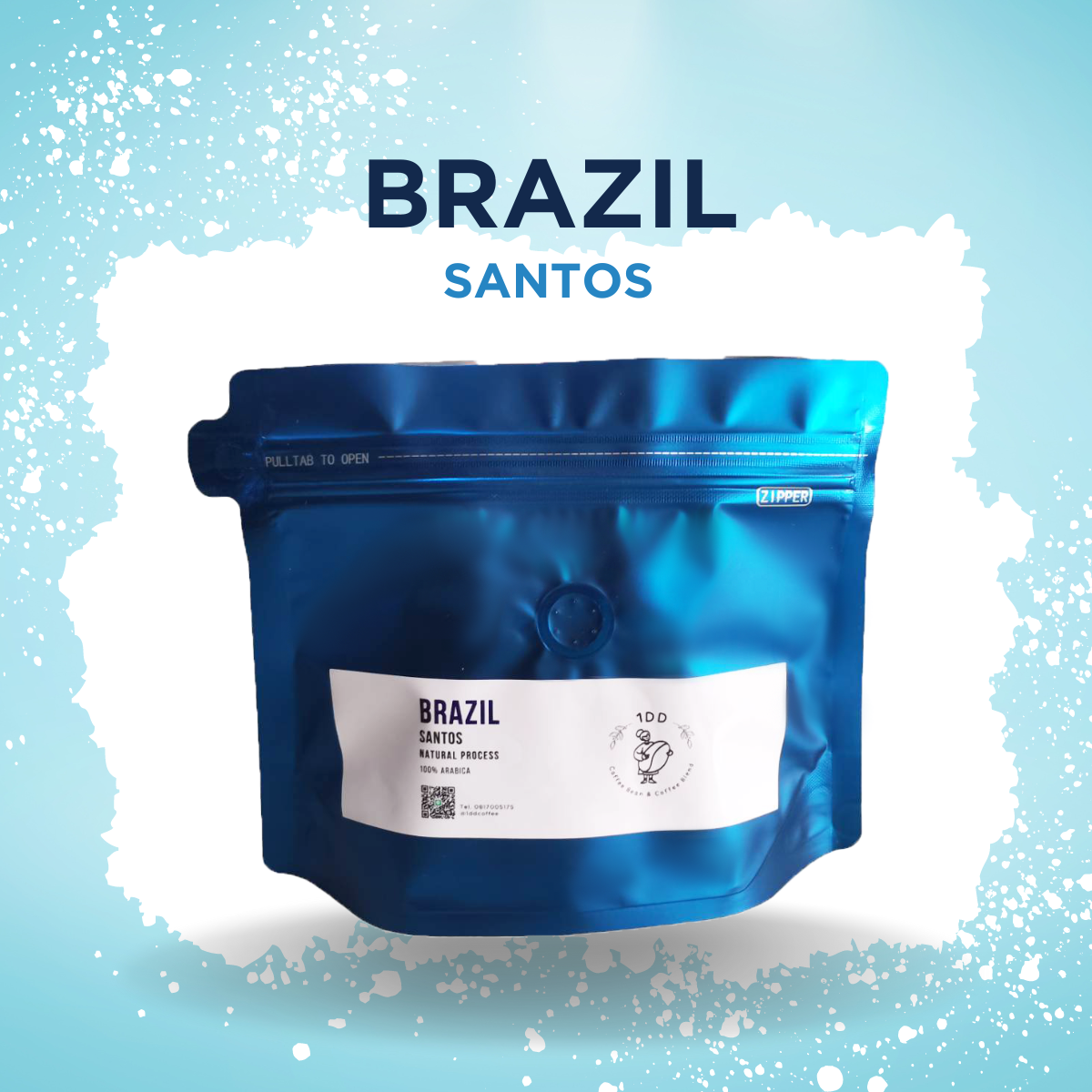 Brazil Santos เมล็ดกาแฟอาราบิก้า 100% บราซิล 220กรัม เมล็ดกาแฟคั่วใหม่ 1ddcoffee