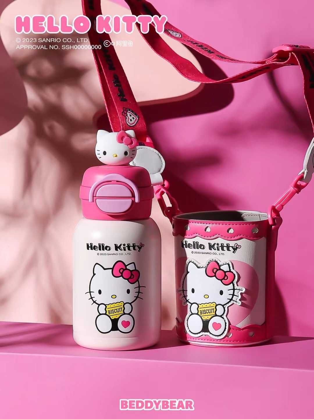 BeddyBearXKitty กระติกน้ำสูญญากาศสแตนเลส เก็บอุณหภูมิ พร้อมกระเป๋าสะพาย BB011-002KT