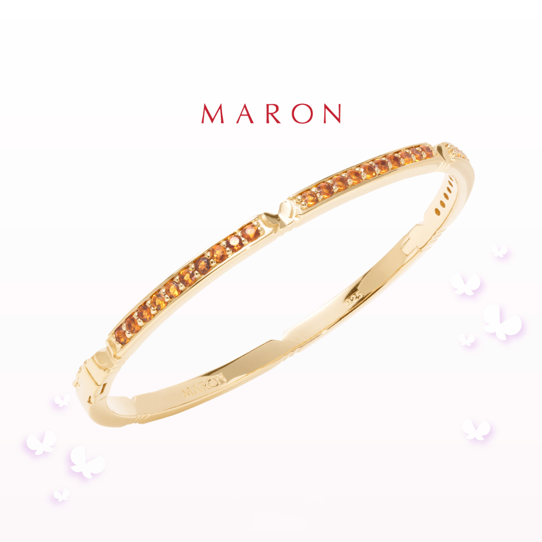 MARON - Happy Sign Bangle with Madeira Citrine เงินแท้925 พลอยแท้ พลอยซิทรินมาเดรา