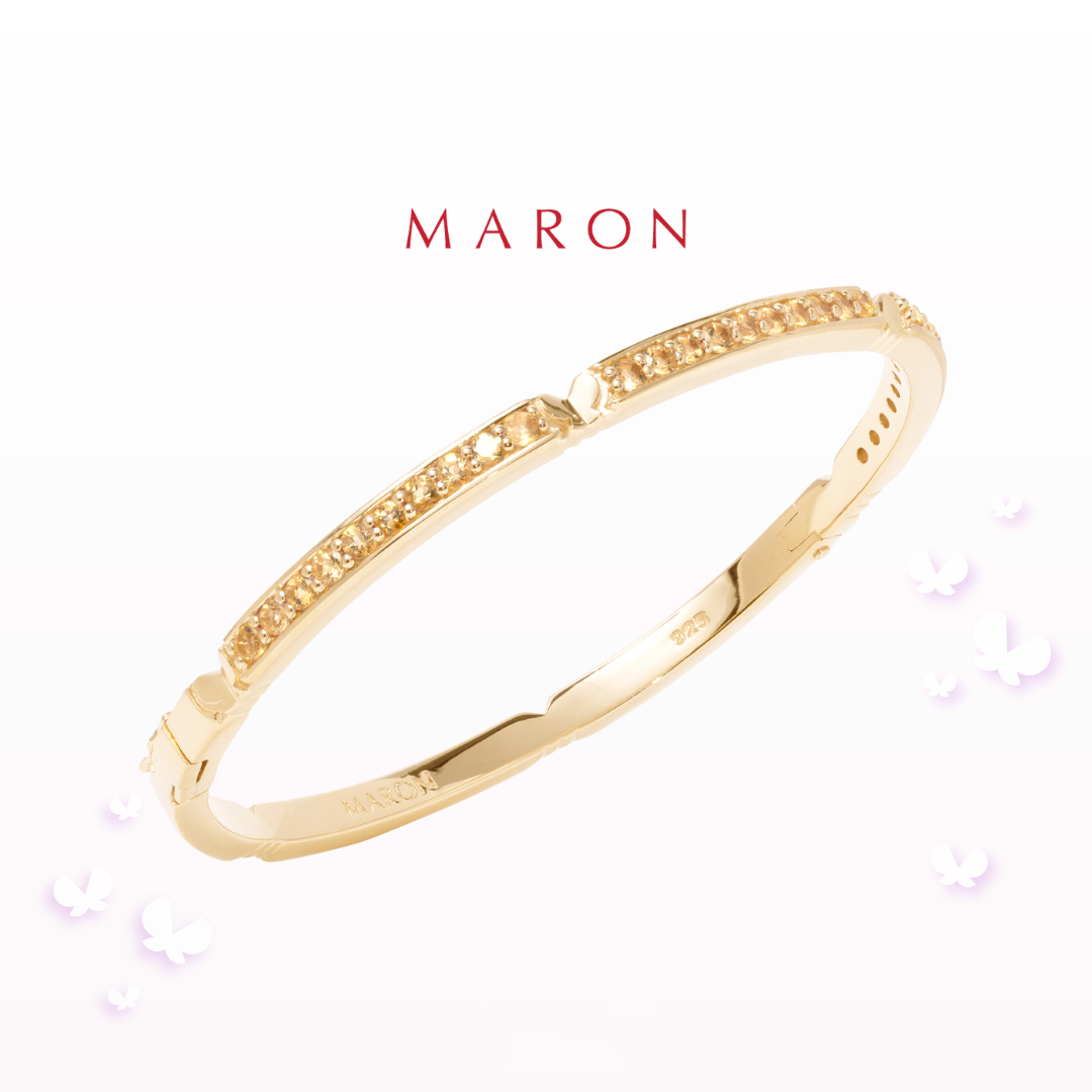 MARON - Happy Sign Bangle with Gloden Citrine เงินแท้925 พลอยแท้ พลอยโกลเดนซิทริน