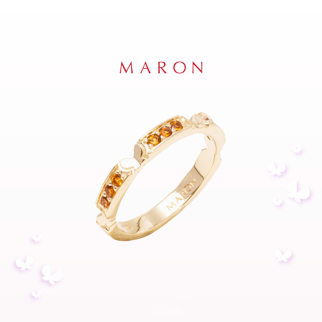 MARON - Happy Sign Band Ring with Madeira Citrine เงินแท้925 พลอยแท้ พลอยซิทรินมาเดรา