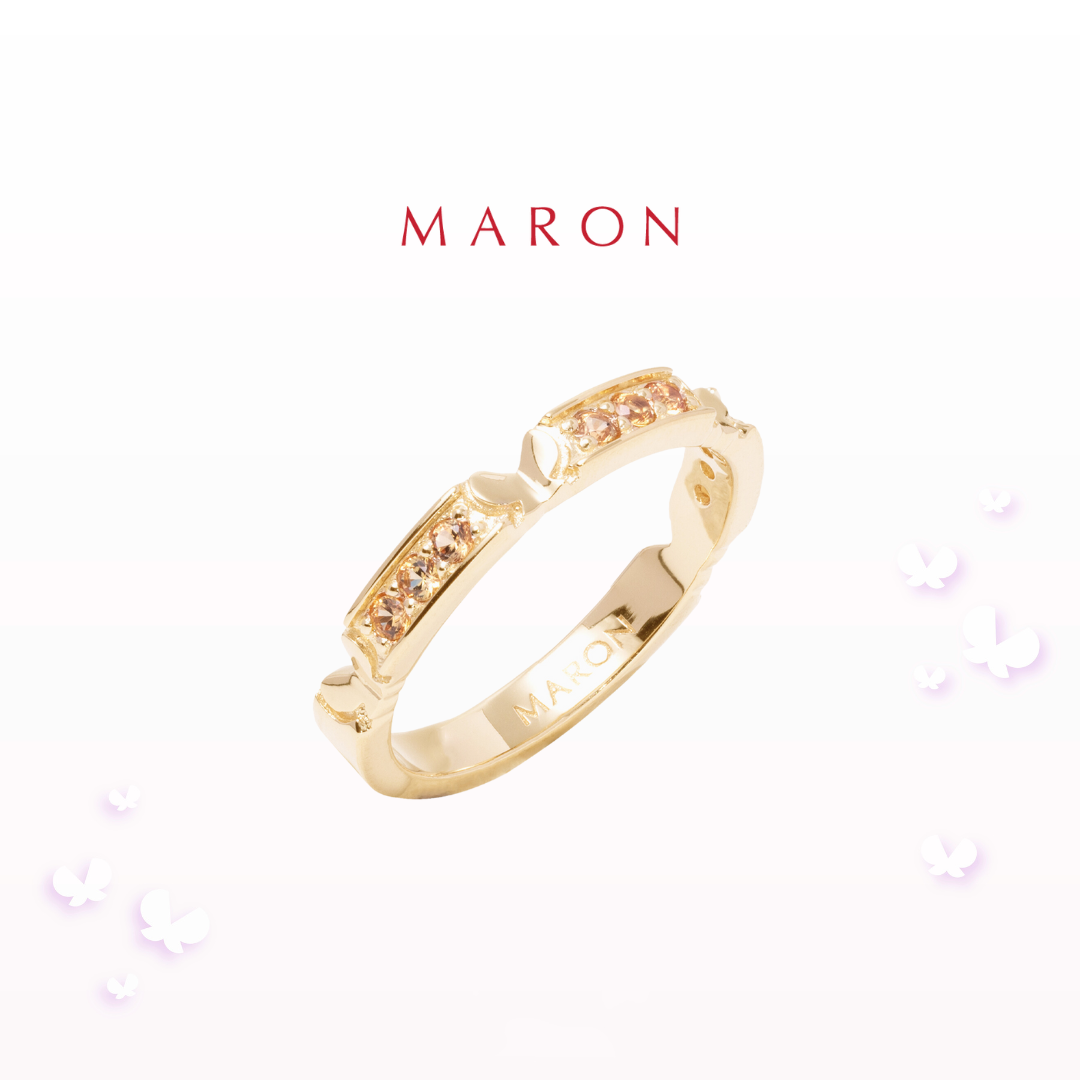 MARON - Happy Sign Band Ring with Yellow Sapphire เงินแท้925 พลอยแท้ พลอยบุษราคัม